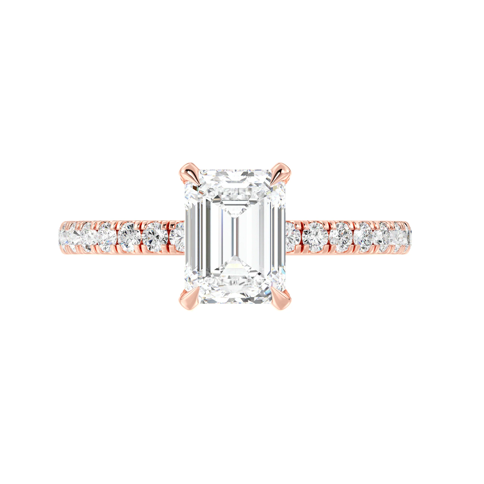2 Carat Emerald Cut Lab Grown Diamond Engagement Ring with Hidden Halo in 18K Gold - Image 8