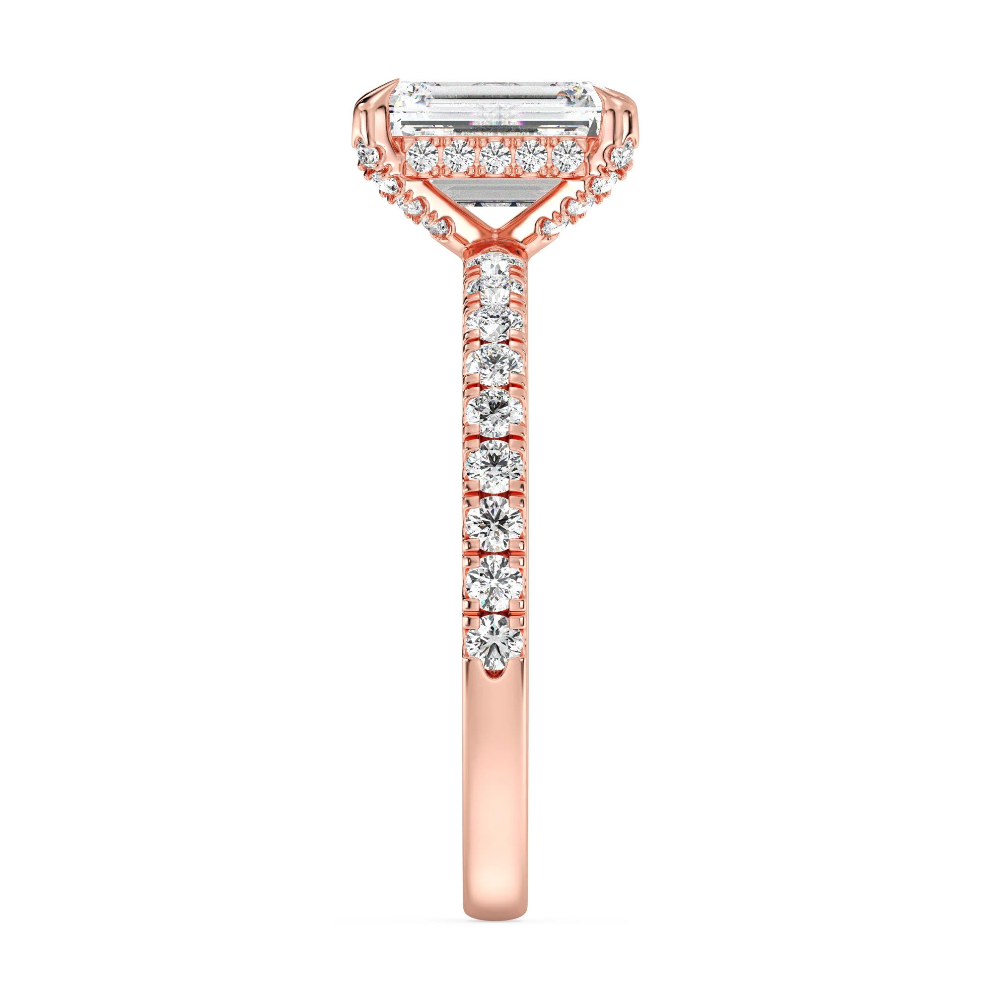 2 Carat Emerald Cut Lab Grown Diamond Engagement Ring with Hidden Halo in 18K Gold - Image 9