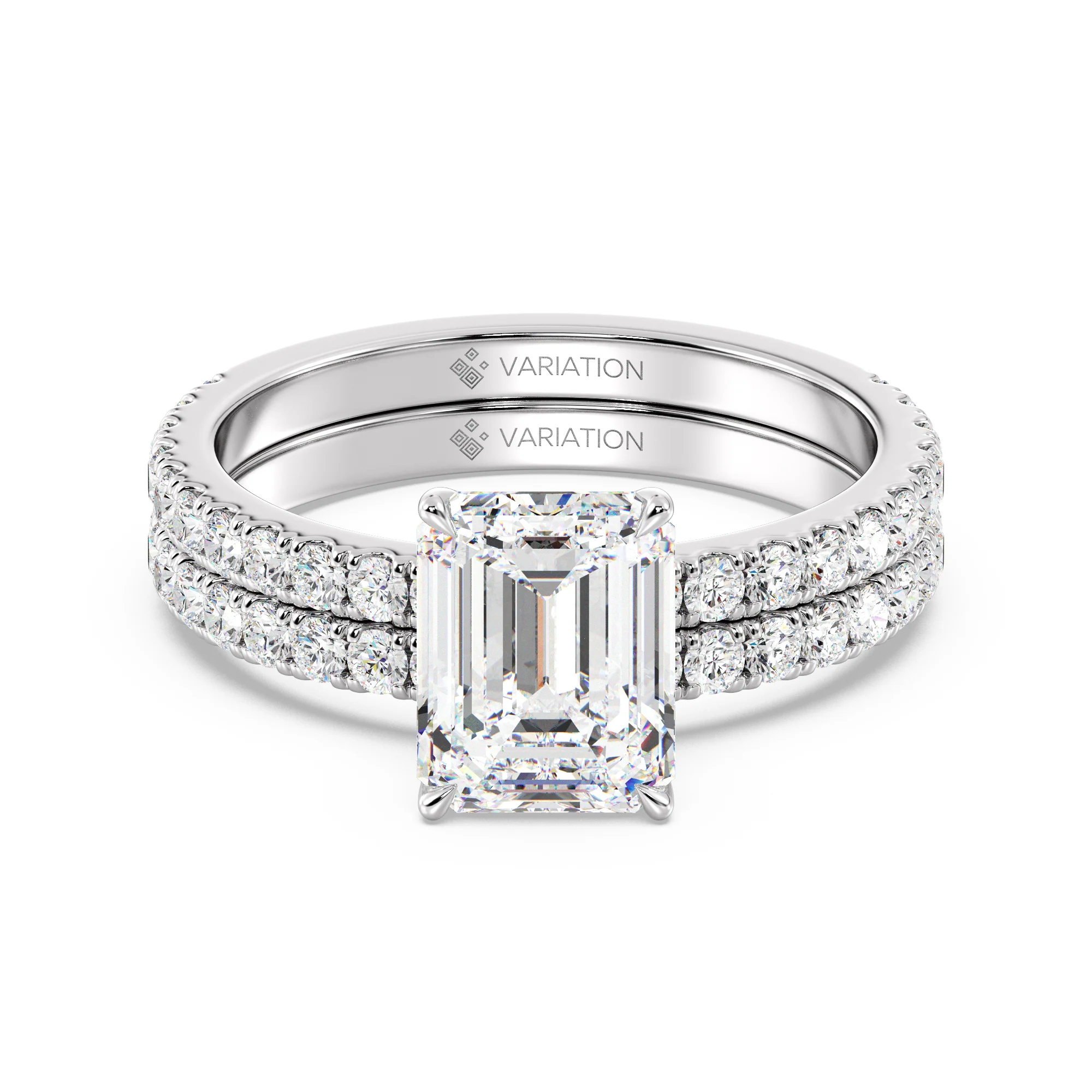 2 Carat Emerald Cut Lab Grown Diamond Engagement Ring with Wedding Band Set in 18K Gold - Image 11
