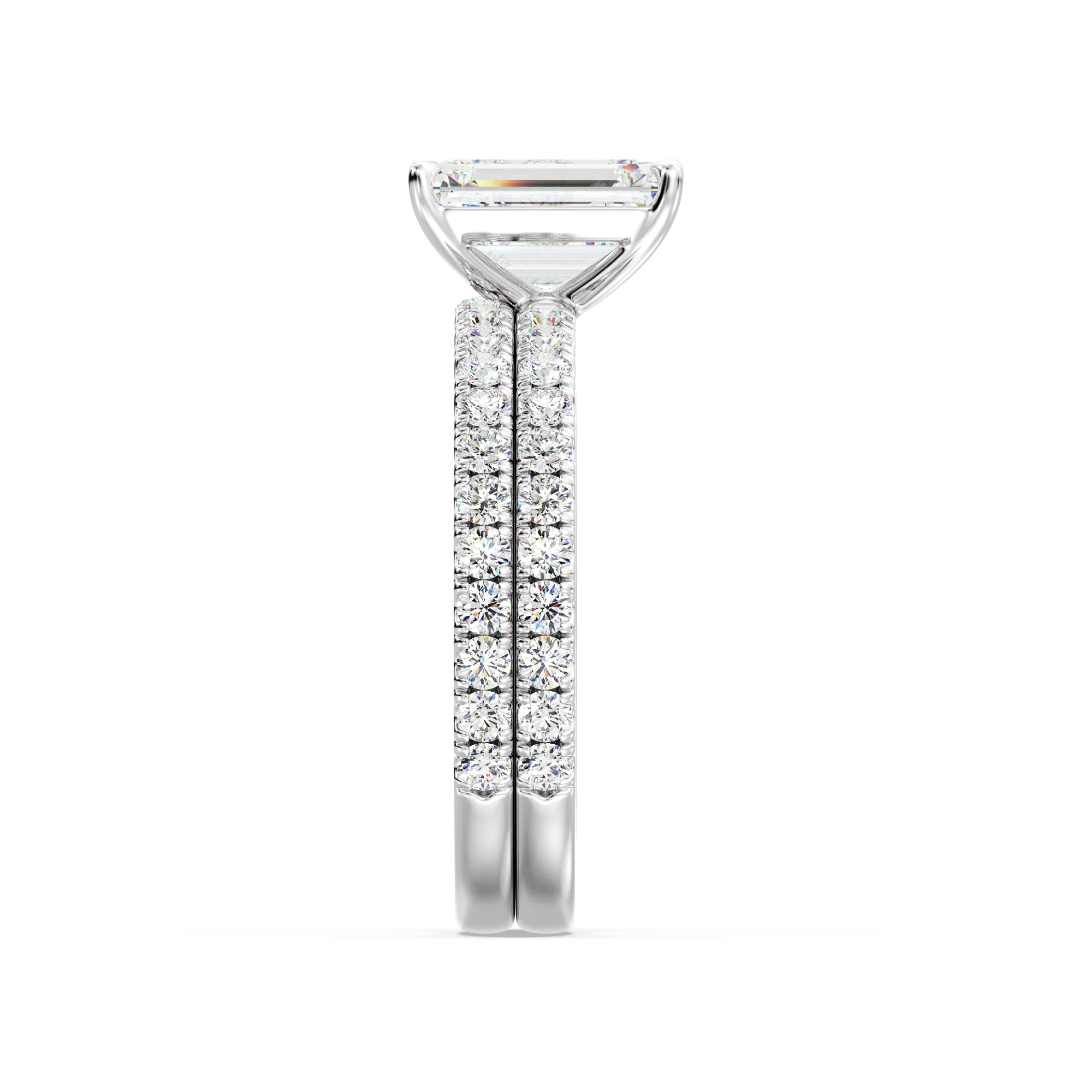 2 Carat Emerald Cut Lab Grown Diamond Engagement Ring with Wedding Band Set in 18K Gold - Image 14