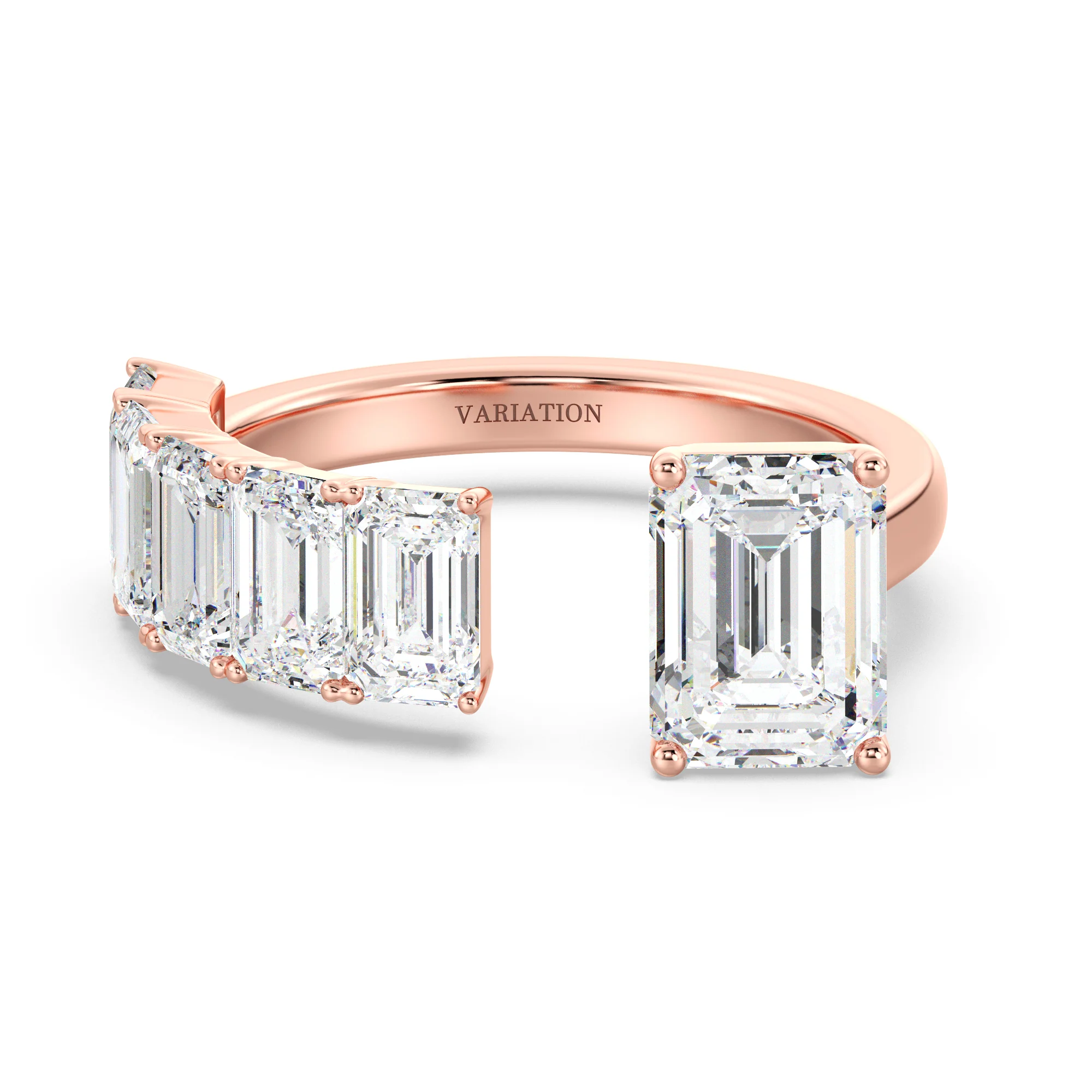 2 Carat Emerald Cut Lab Grown Diamond Gap Anniversary Ring in 18K Gold - Image 6