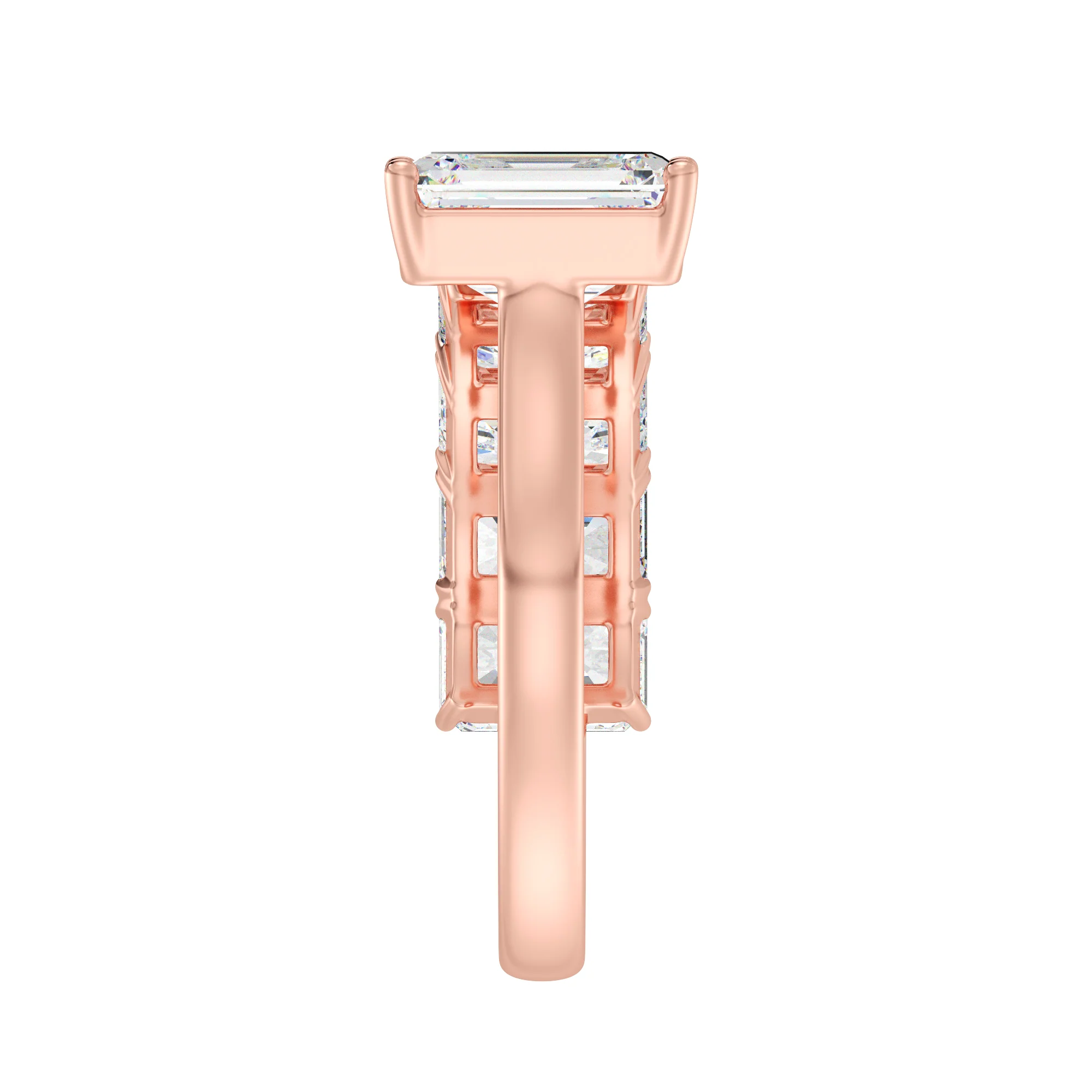 2 Carat Emerald Cut Lab Grown Diamond Gap Anniversary Ring in 18K Gold - Image 9