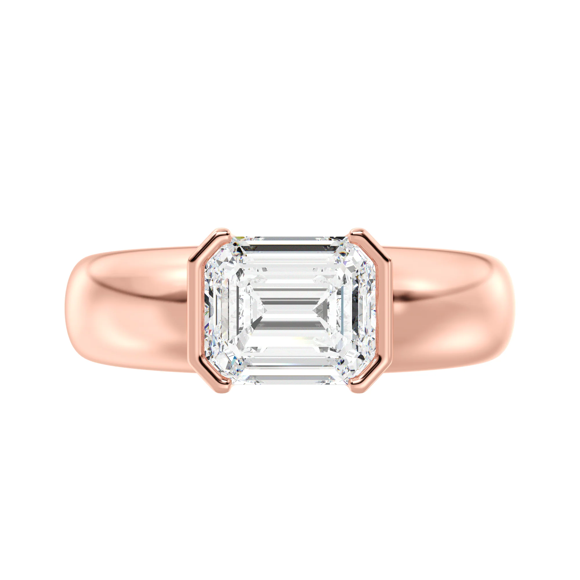 2 Carat Emerald Cut Lab Grown Diamond Solitaire Ring in 18K Gold - Image 9