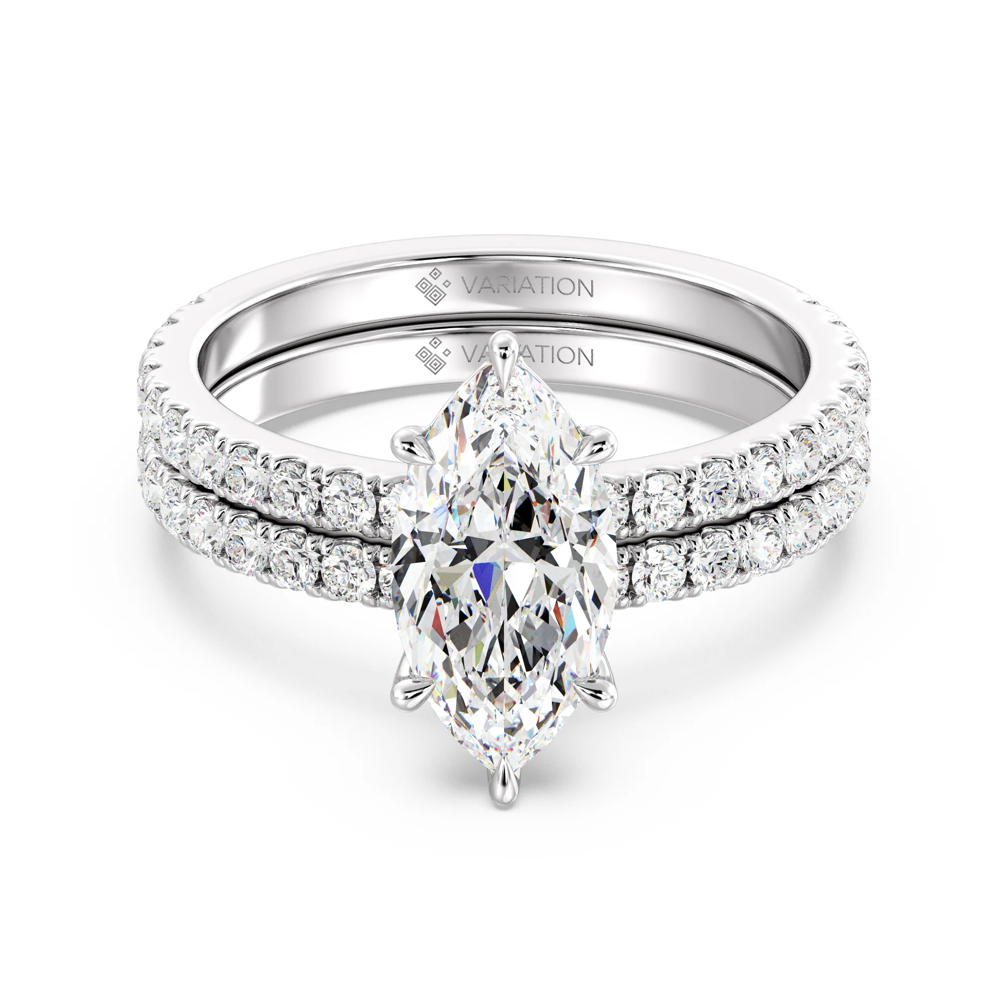 2 Carat Marquise Cut Lab Grown Diamond Engagement Ring with Wedding Band Set in 18K Gold - Image 11