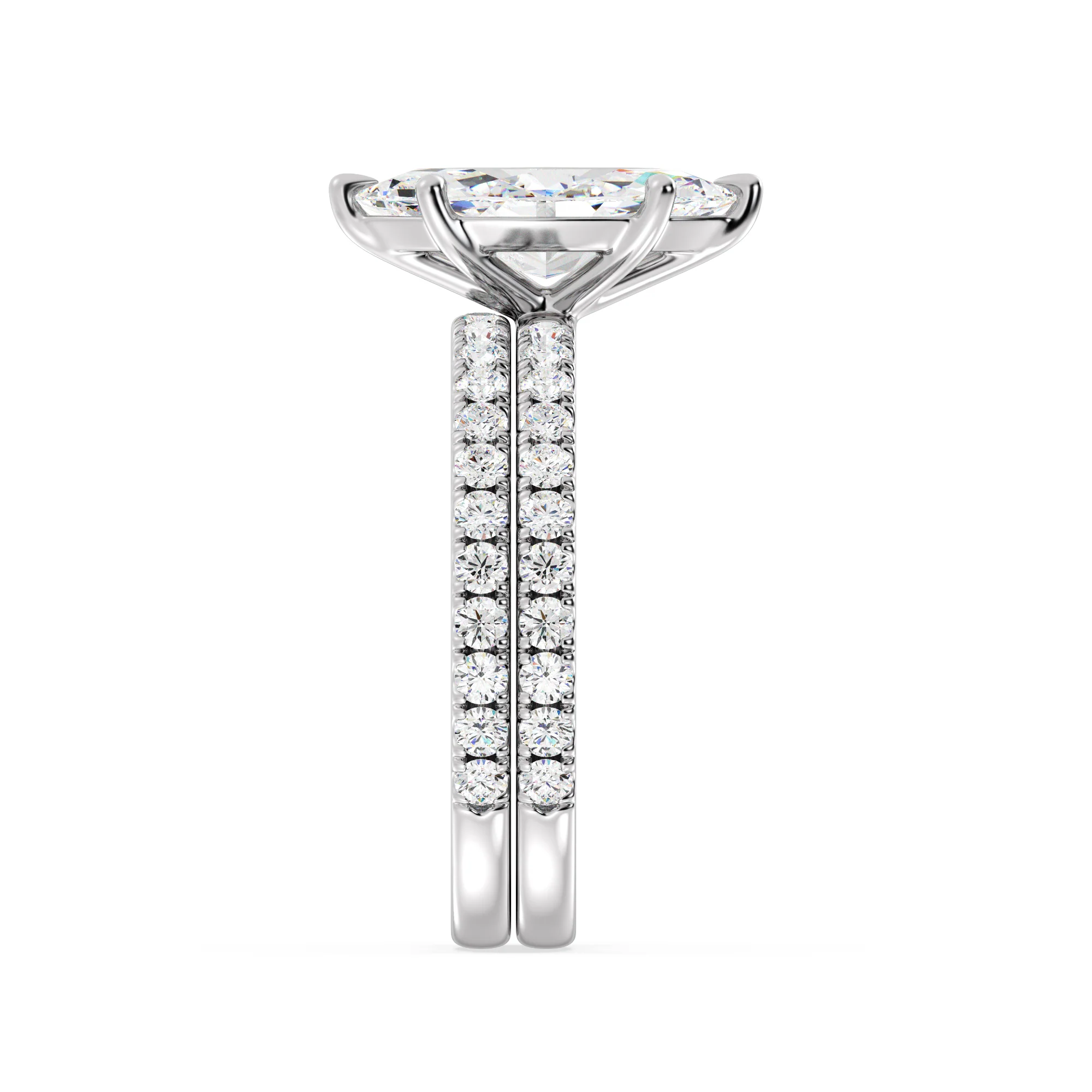 2 Carat Marquise Cut Lab Grown Diamond Engagement Ring with Wedding Band Set in 18K Gold - Image 13