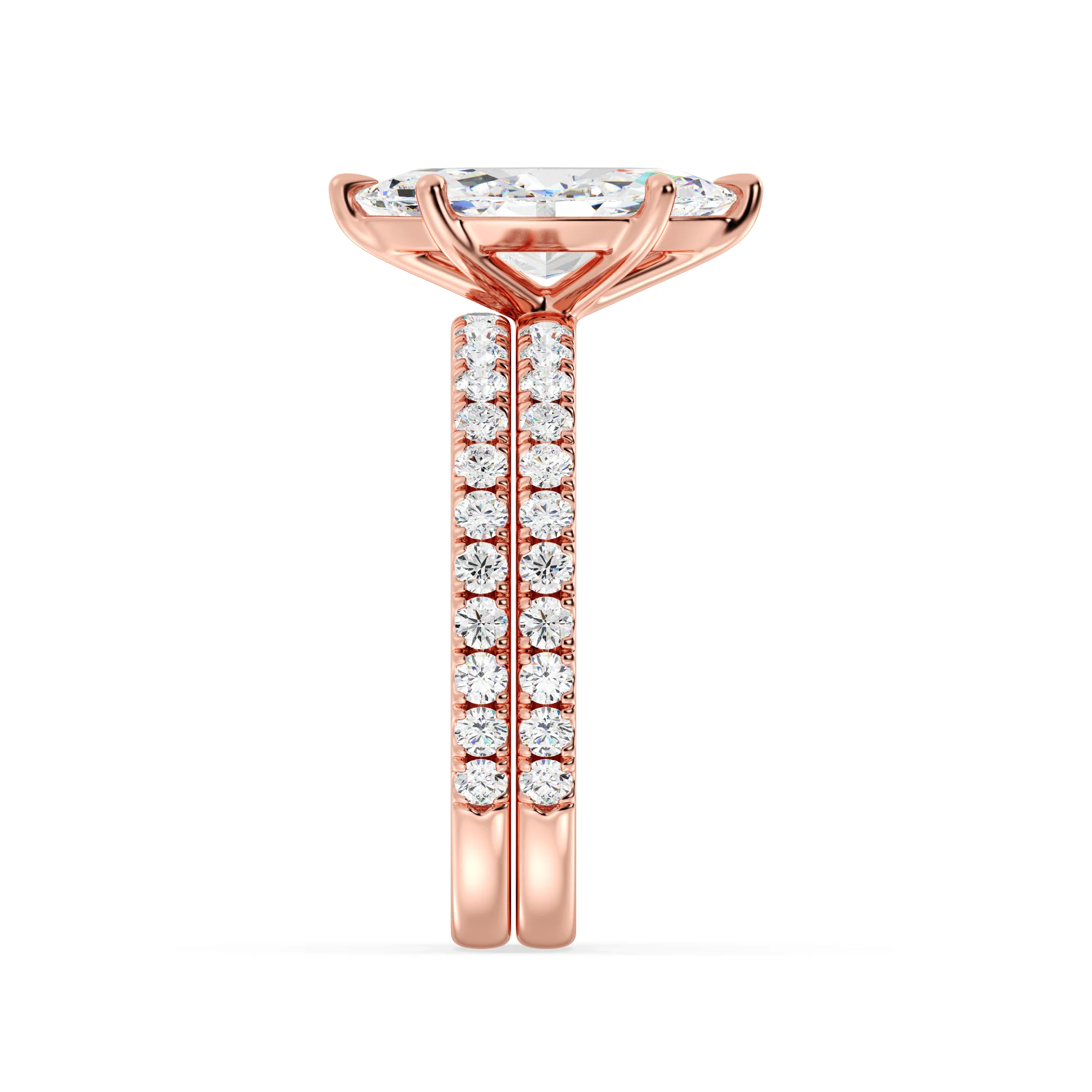 2 Carat Marquise Cut Lab Grown Diamond Engagement Ring with Wedding Band Set in 18K Gold - Image 8