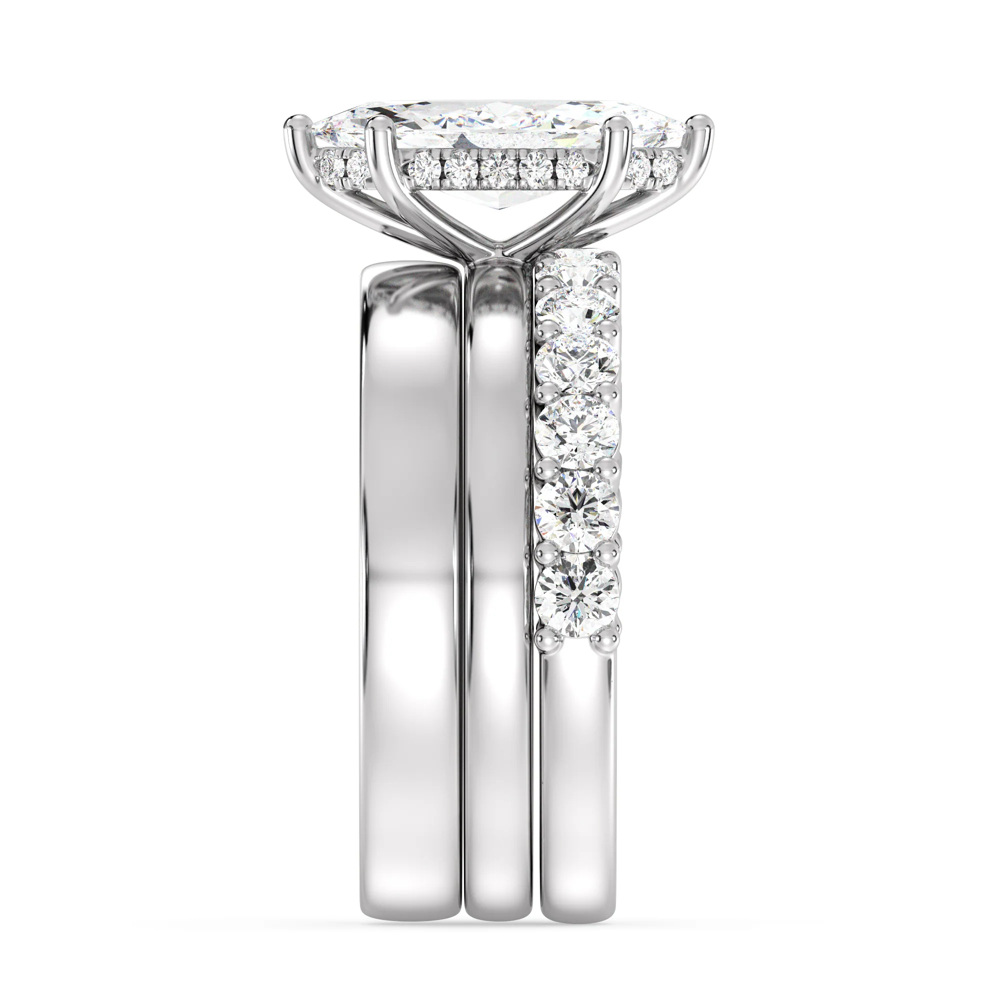 2 Carat Marquise Cut Lab Grown Diamond Engagement Trio Ring Set in 18K Gold - Image 14