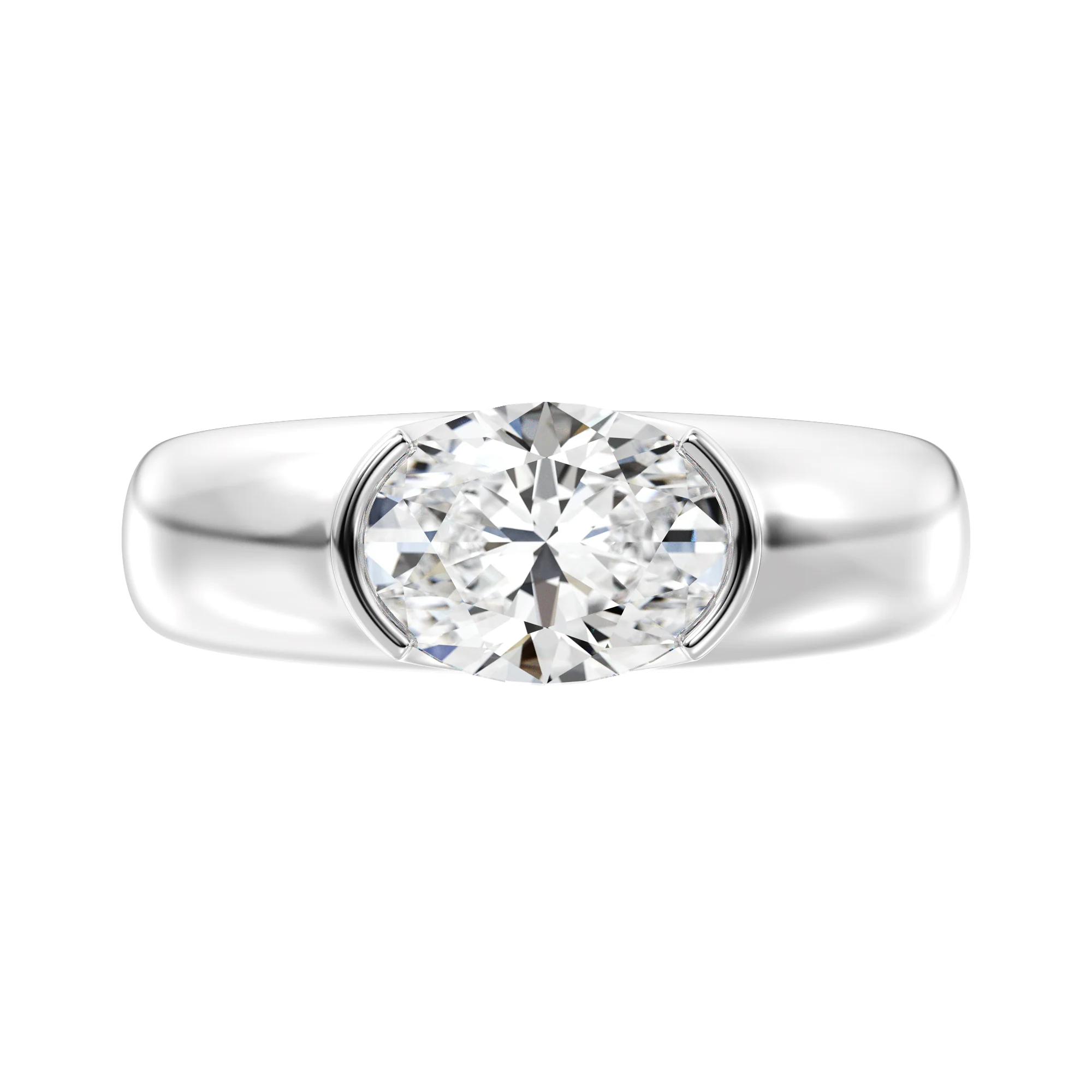 2 Carat Oval Cut Lab Grown Diamond Bezel Set Solitaire Ring in 18K Gold - Image 13