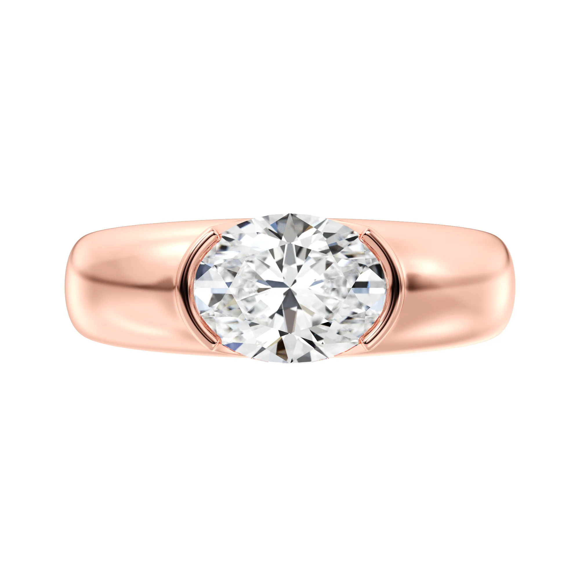 2 Carat Oval Cut Lab Grown Diamond Bezel Set Solitaire Ring in 18K Gold - Image 8