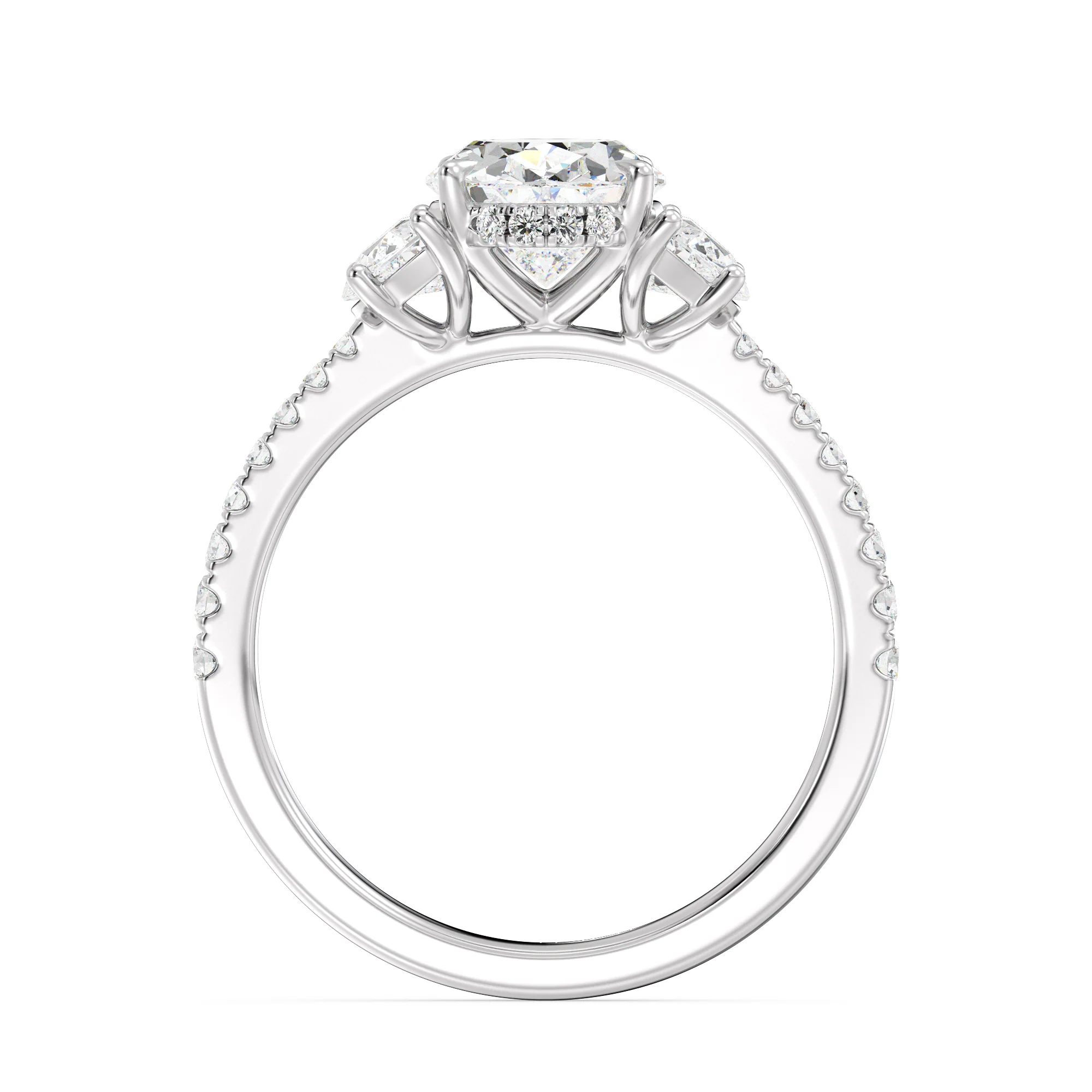 2 Carat Oval Cut Lab Grown Diamond Engagement Ring with Half Moon Accents in 18K Gold - Image 13