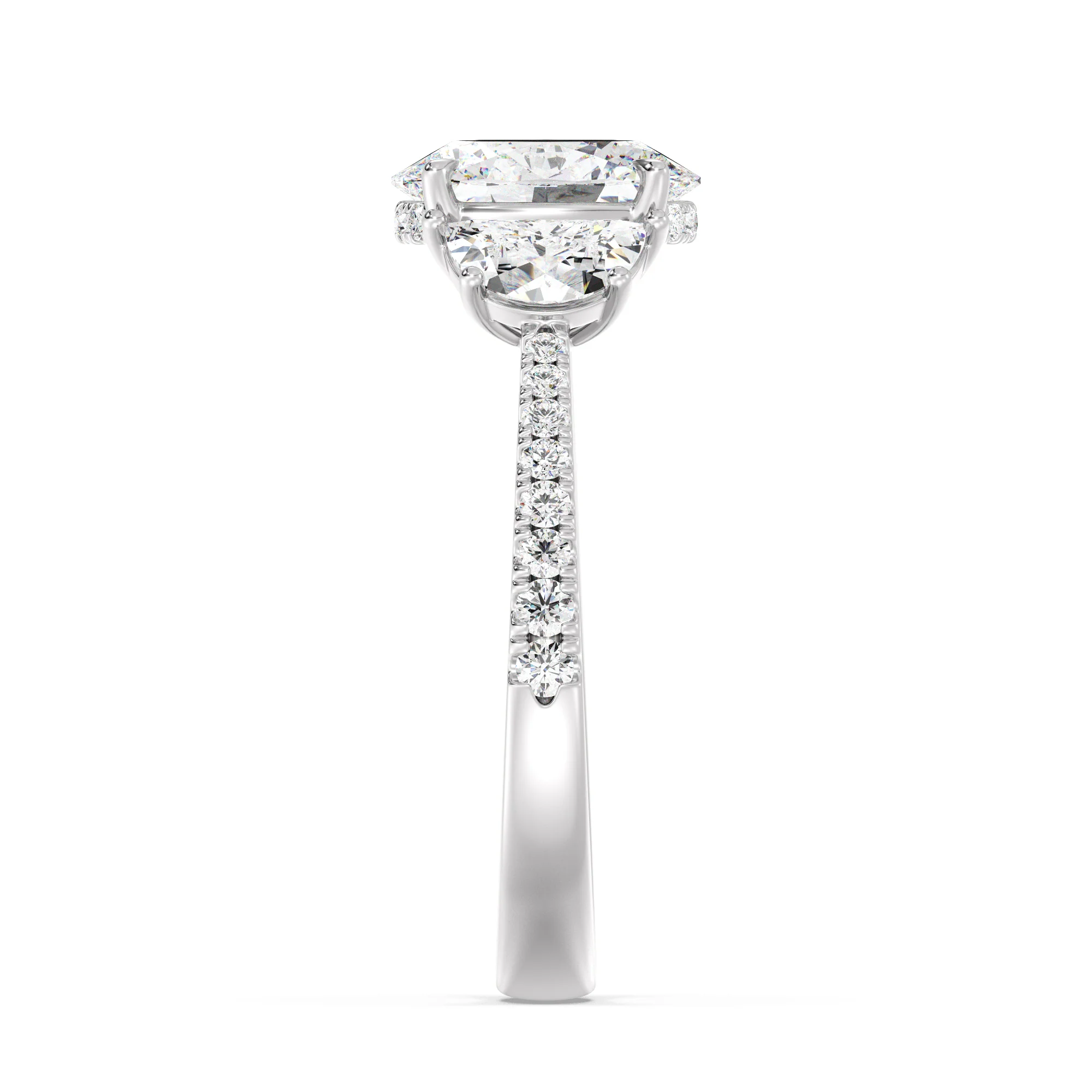 2 Carat Oval Cut Lab Grown Diamond Engagement Ring with Half Moon Accents in 18K Gold - Image 14