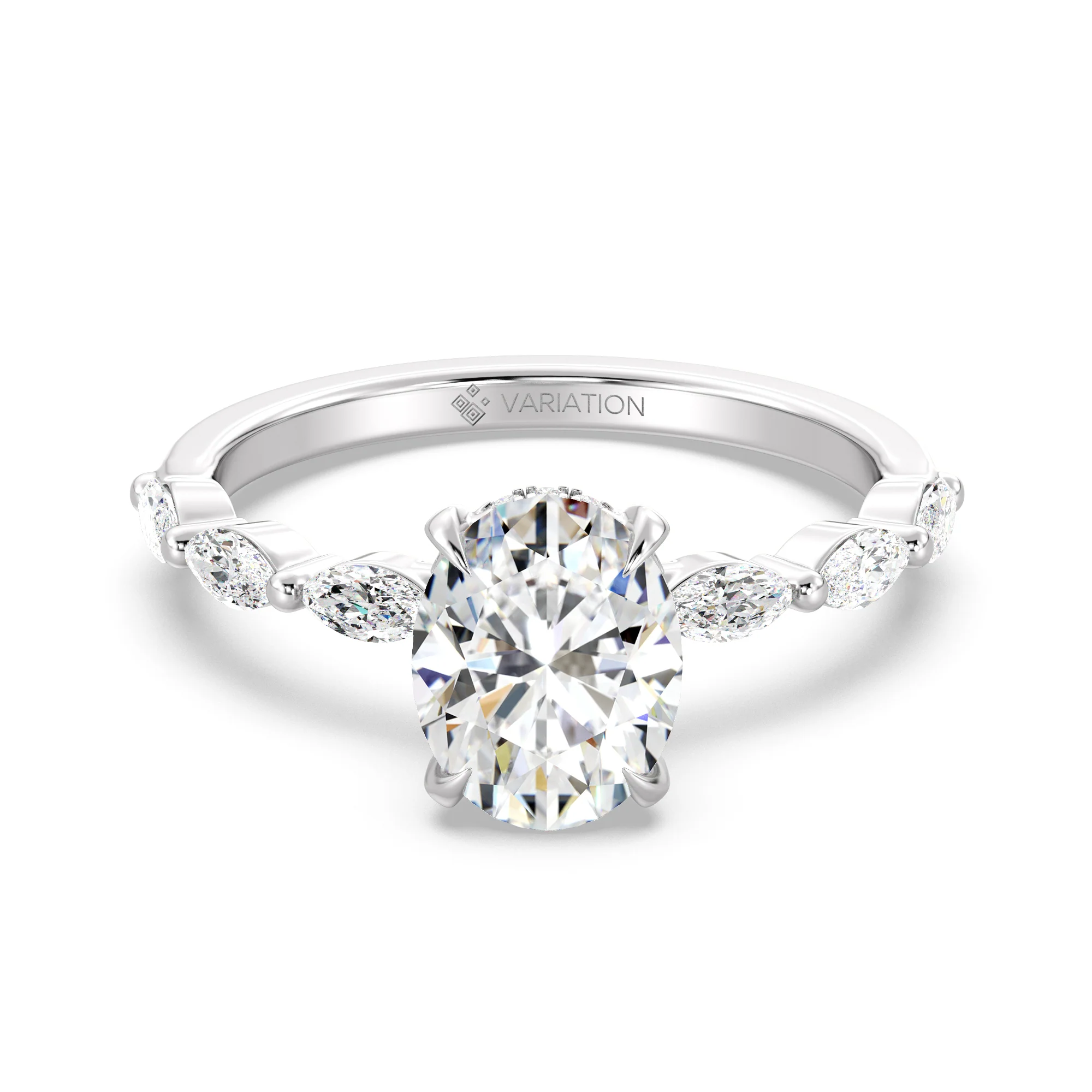 2 Carat Oval Cut Lab Grown Diamond Engagement Ring with Hidden Halo in 18K Gold - Image 11