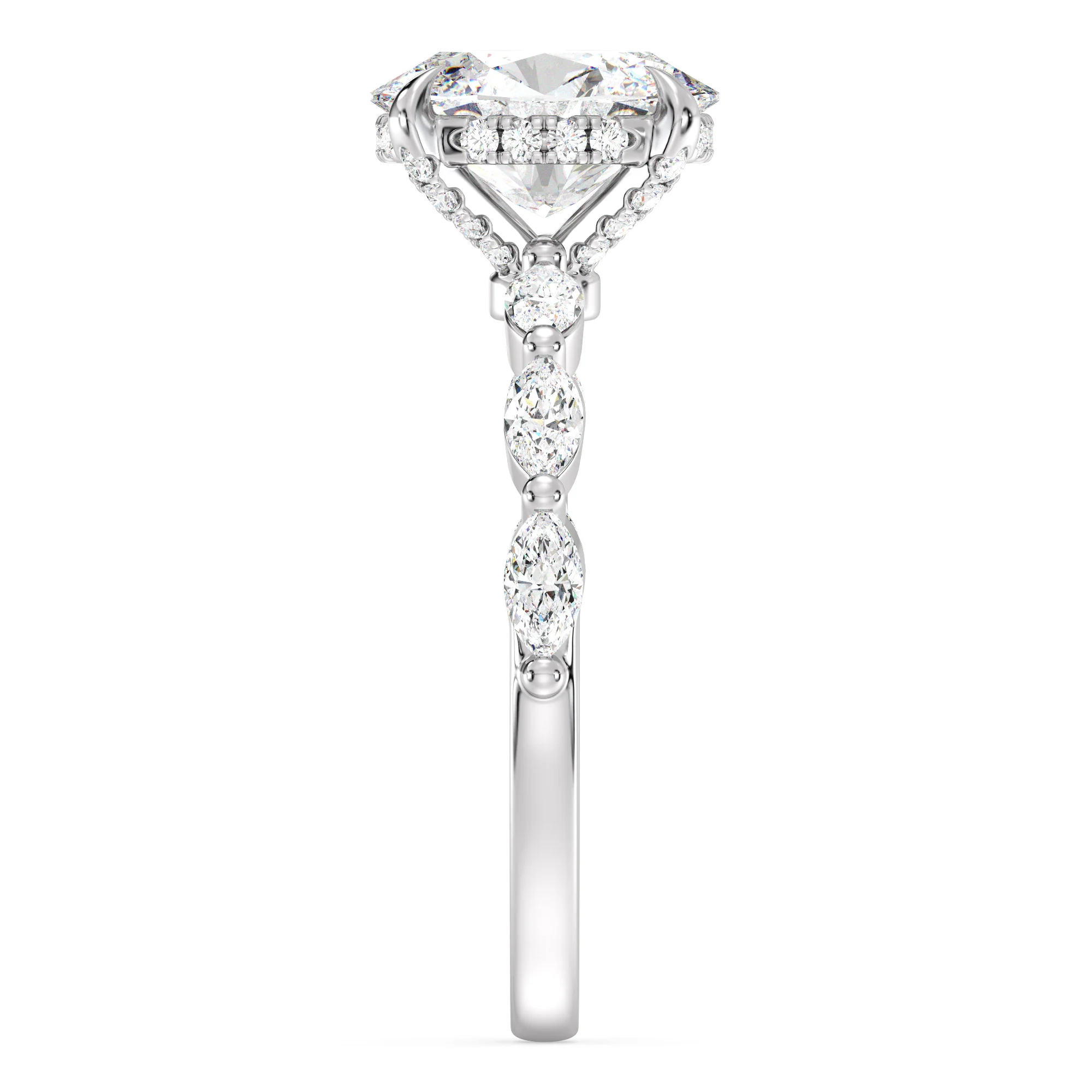2 Carat Oval Cut Lab Grown Diamond Engagement Ring with Hidden Halo in 18K Gold - Image 14