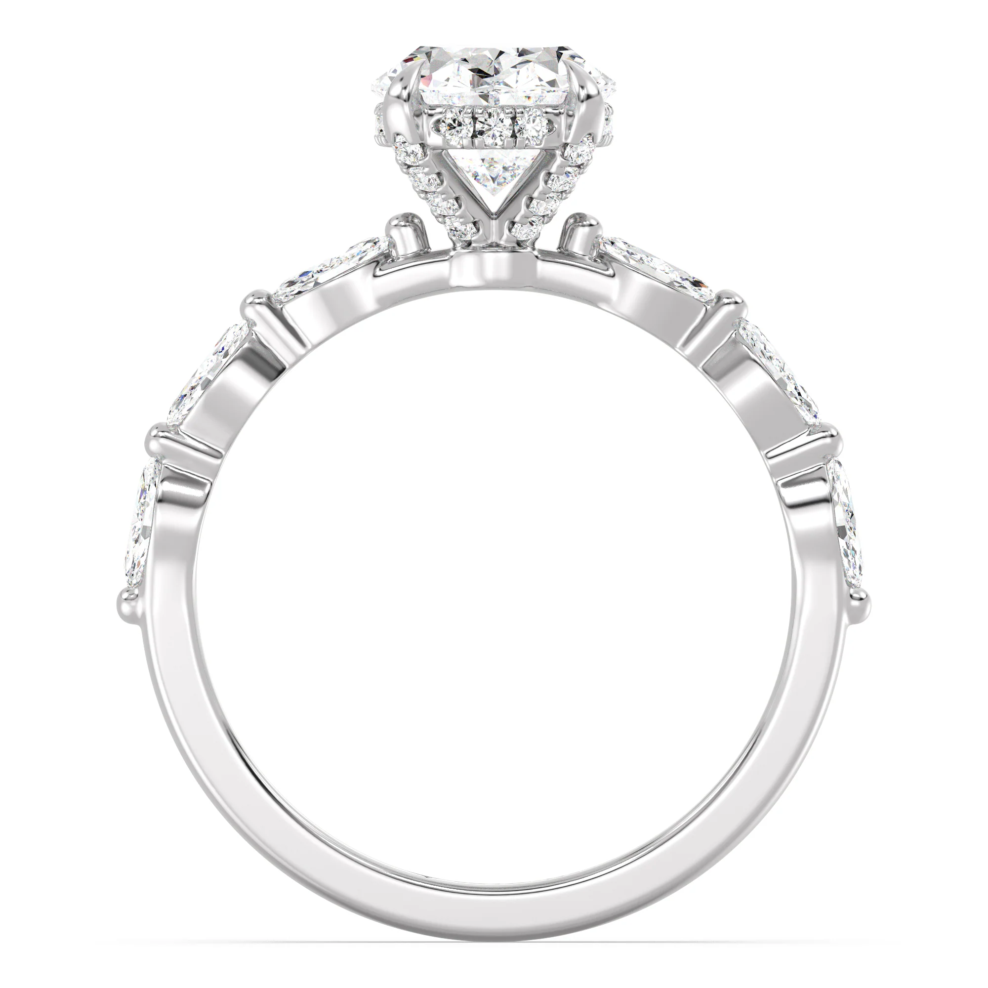 2 Carat Oval Cut Lab Grown Diamond Engagement Ring with Hidden Halo in 18K Gold - Image 15