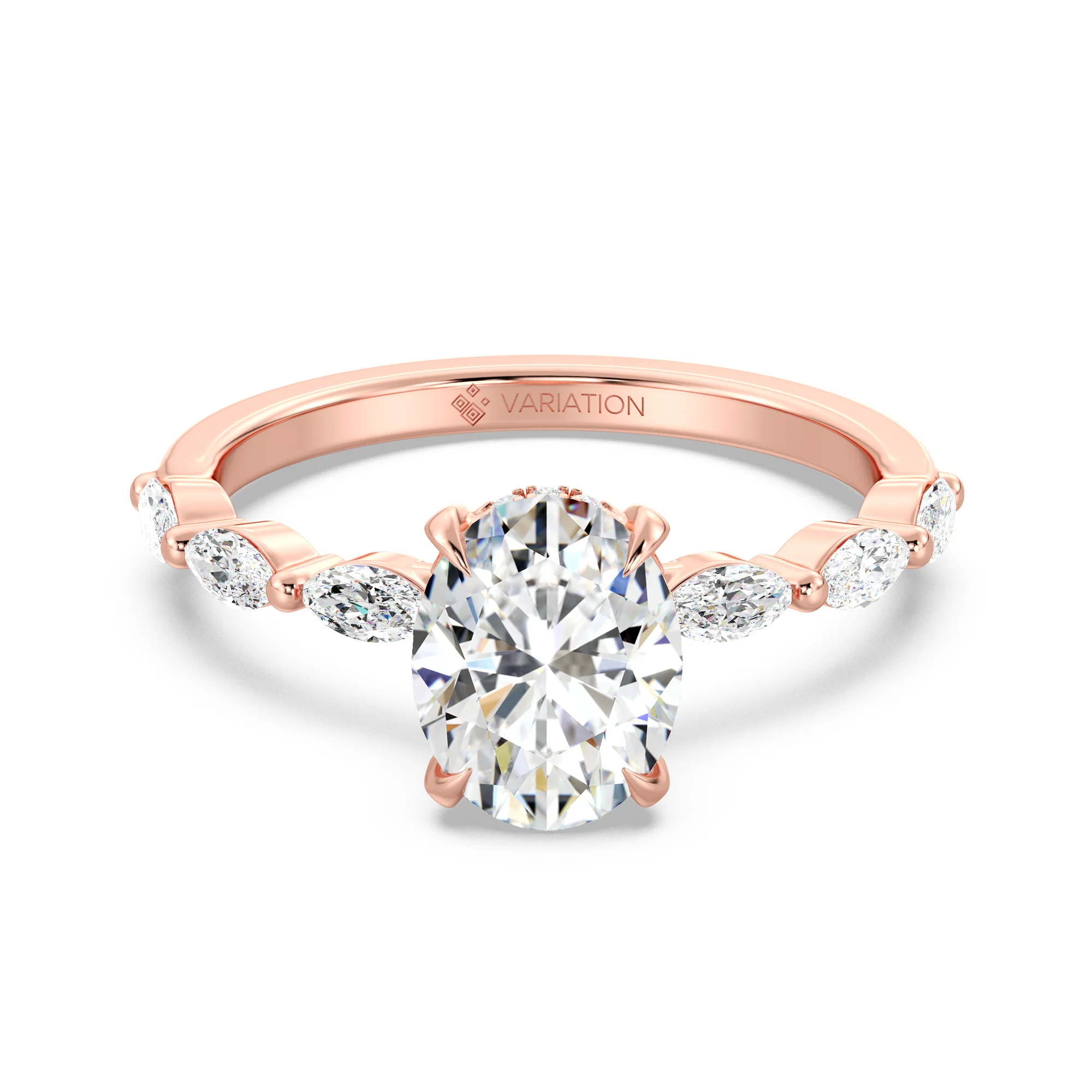 2 Carat Oval Cut Lab Grown Diamond Engagement Ring with Hidden Halo in 18K Gold - Image 6