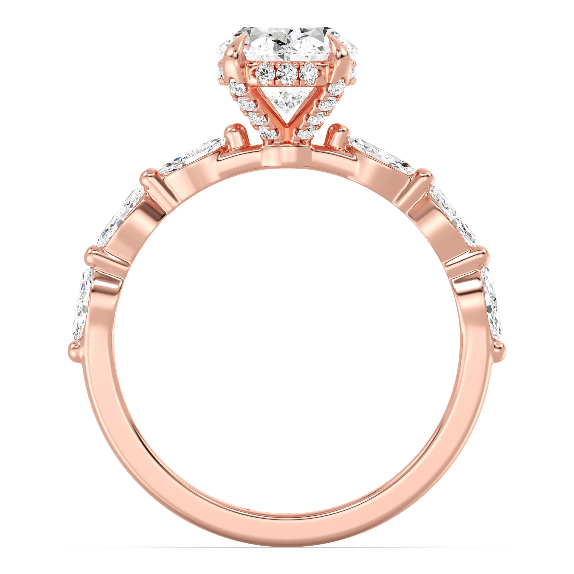 2 Carat Oval Cut Lab Grown Diamond Engagement Ring with Hidden Halo in 18K Gold - Image 8