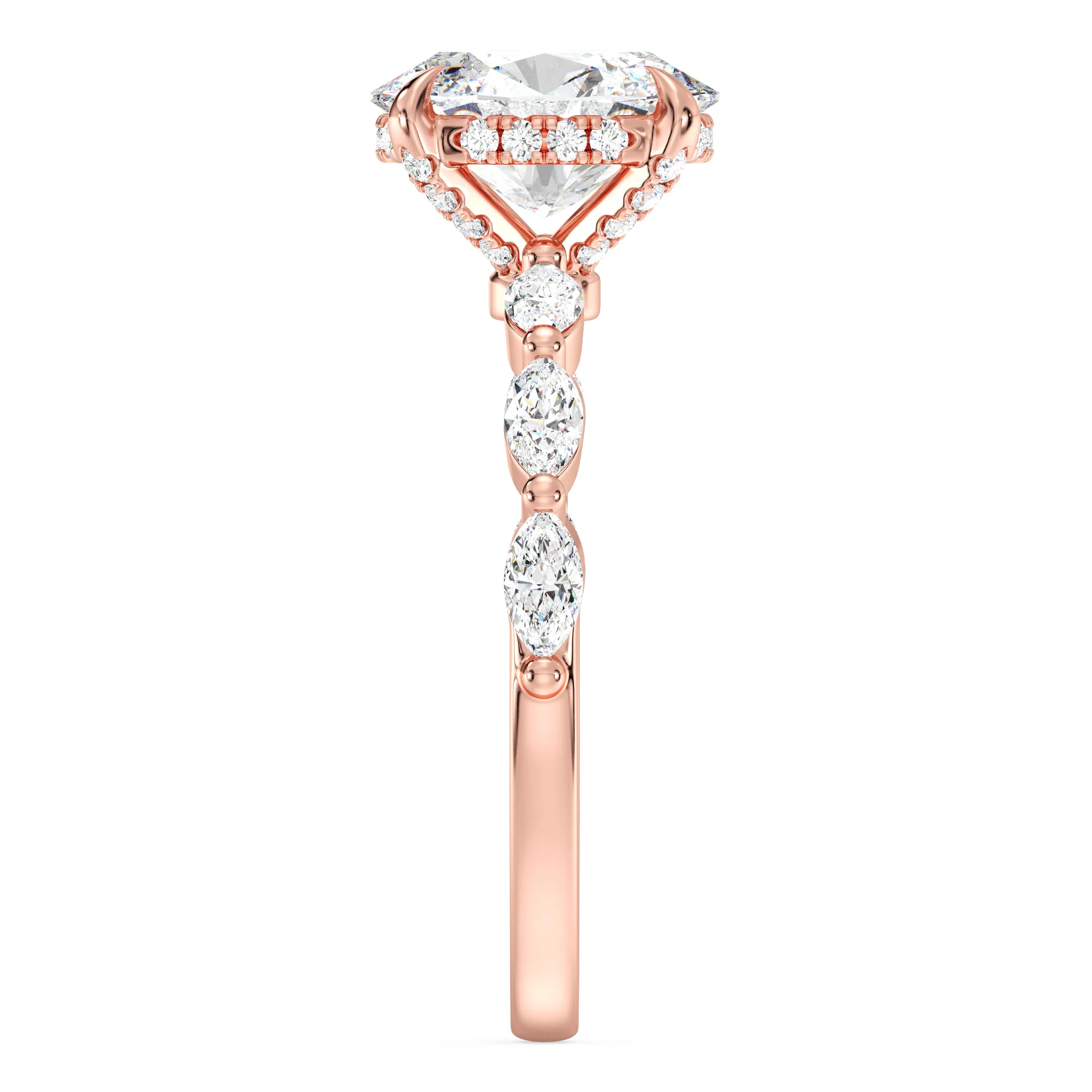 2 Carat Oval Cut Lab Grown Diamond Engagement Ring with Hidden Halo in 18K Gold - Image 9