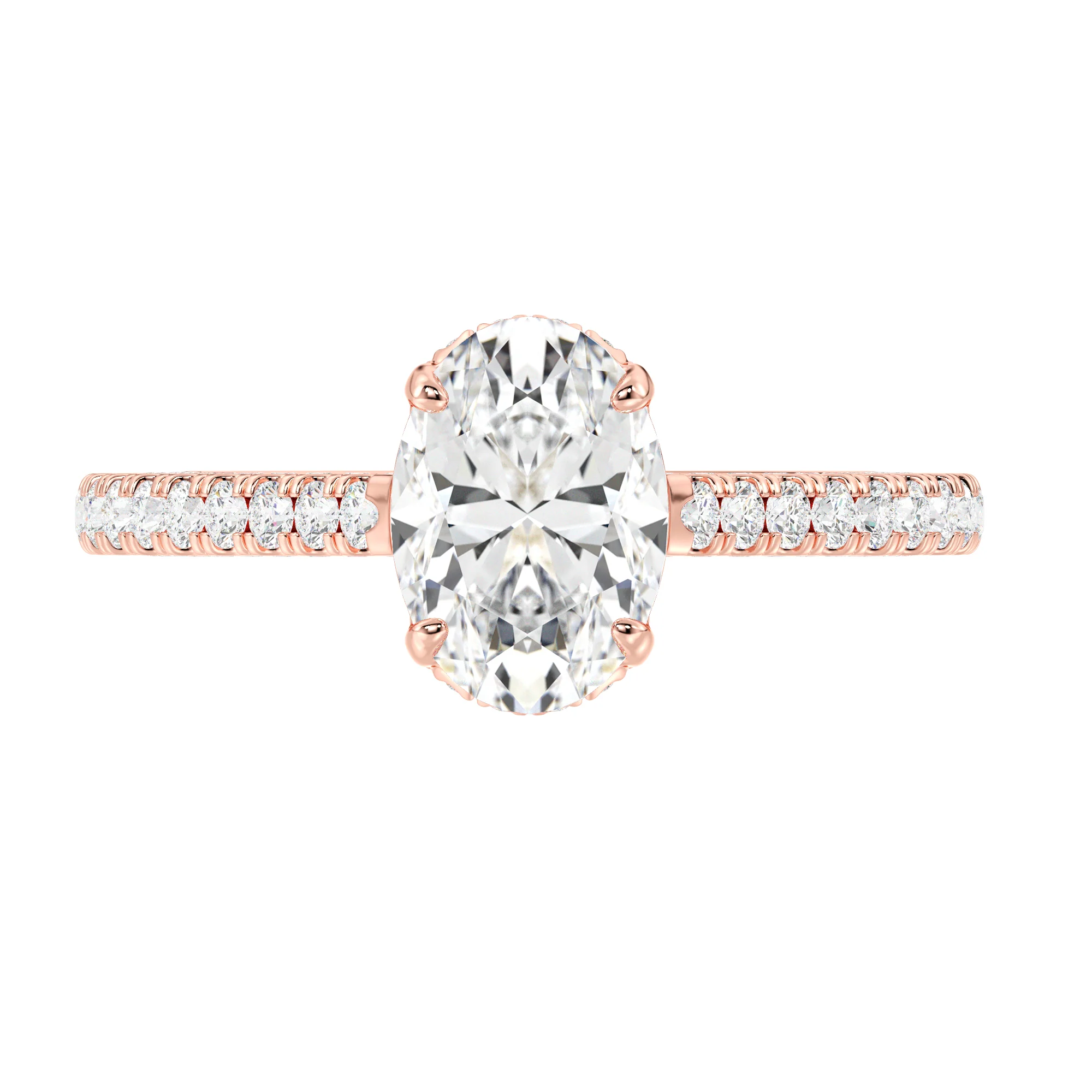 2 Carat Oval Cut Lab Grown Diamond Engagement Ring with Hidden Halo in 18K Gold - Image 10