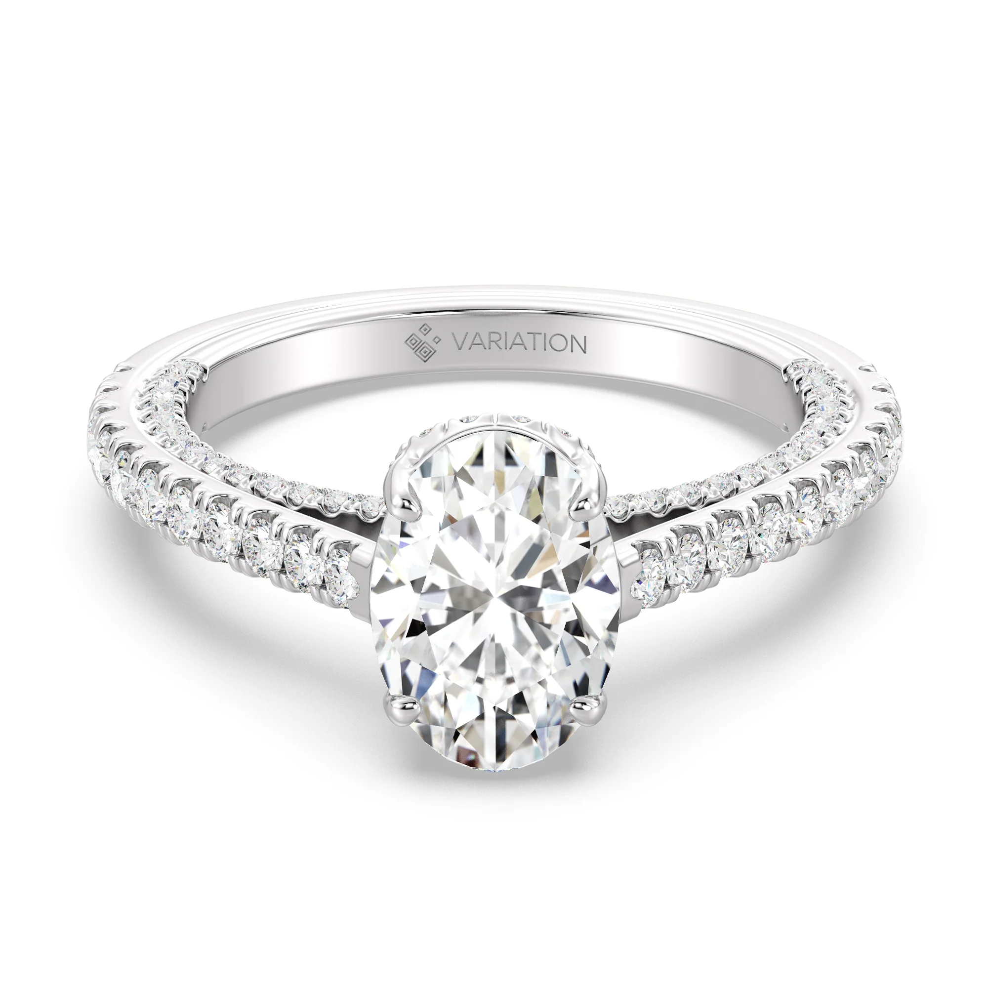 2 Carat Oval Cut Lab Grown Diamond Engagement Ring with Hidden Halo in 18K Gold - Image 11