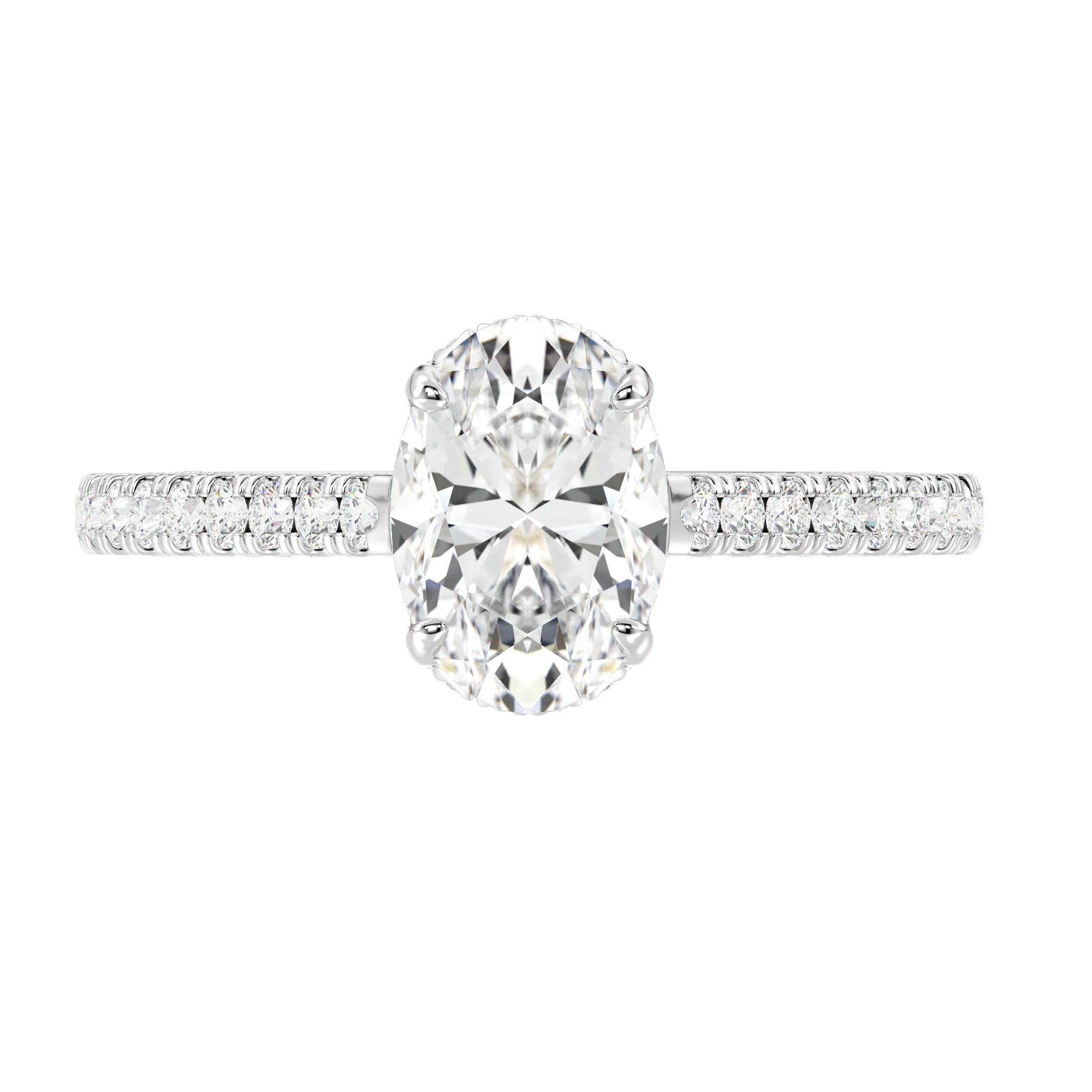 2 Carat Oval Cut Lab Grown Diamond Engagement Ring with Hidden Halo in 18K Gold - Image 13
