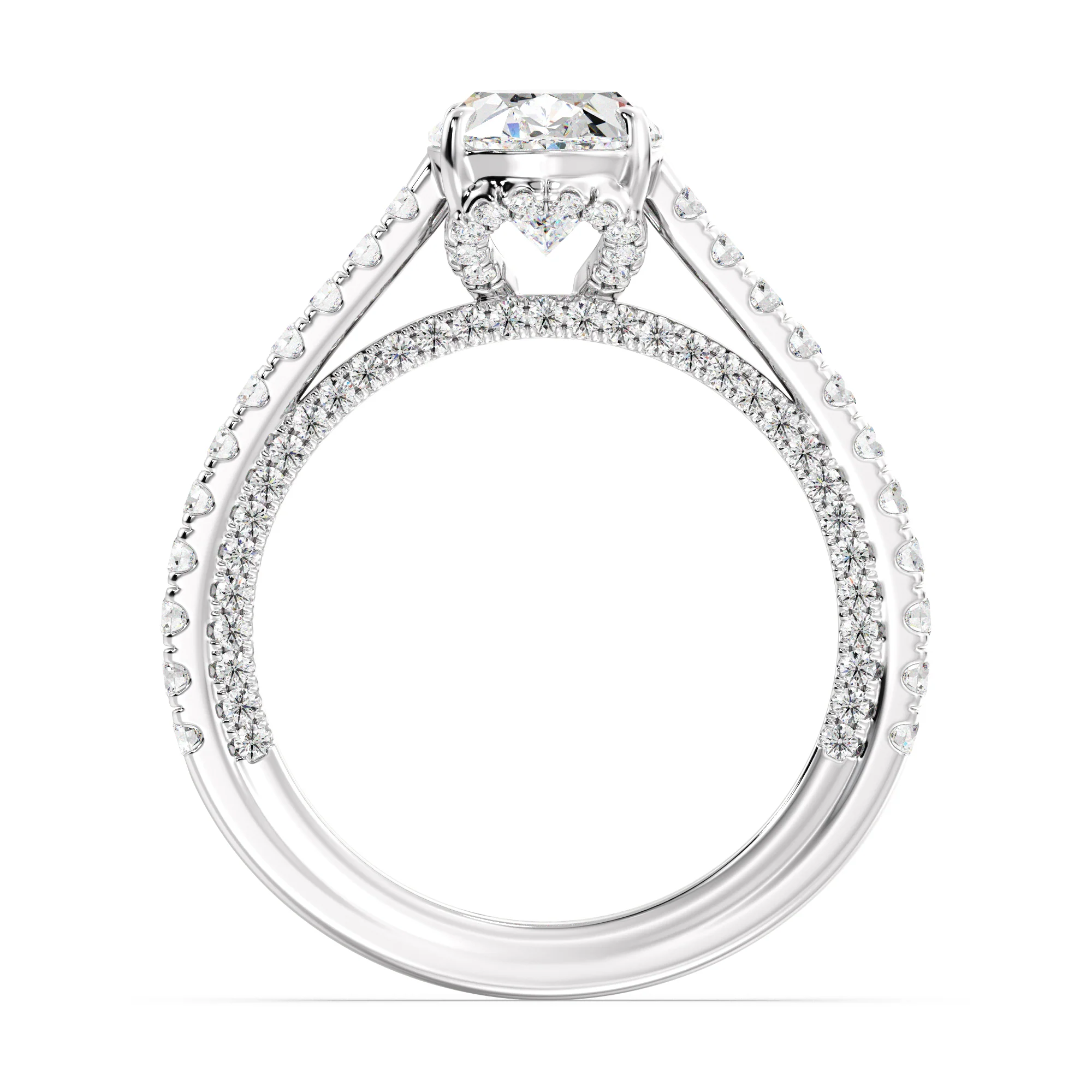 2 Carat Oval Cut Lab Grown Diamond Engagement Ring with Hidden Halo in 18K Gold - Image 15
