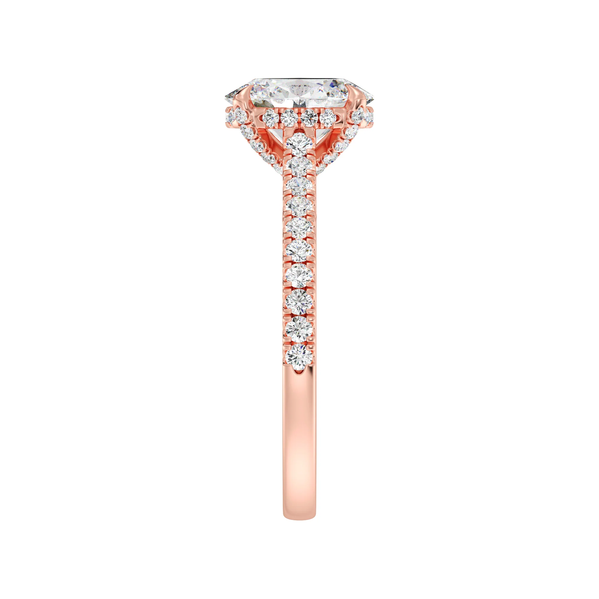2 Carat Oval Cut Lab Grown Diamond Engagement Ring with Hidden Halo in 18K Gold - Image 10