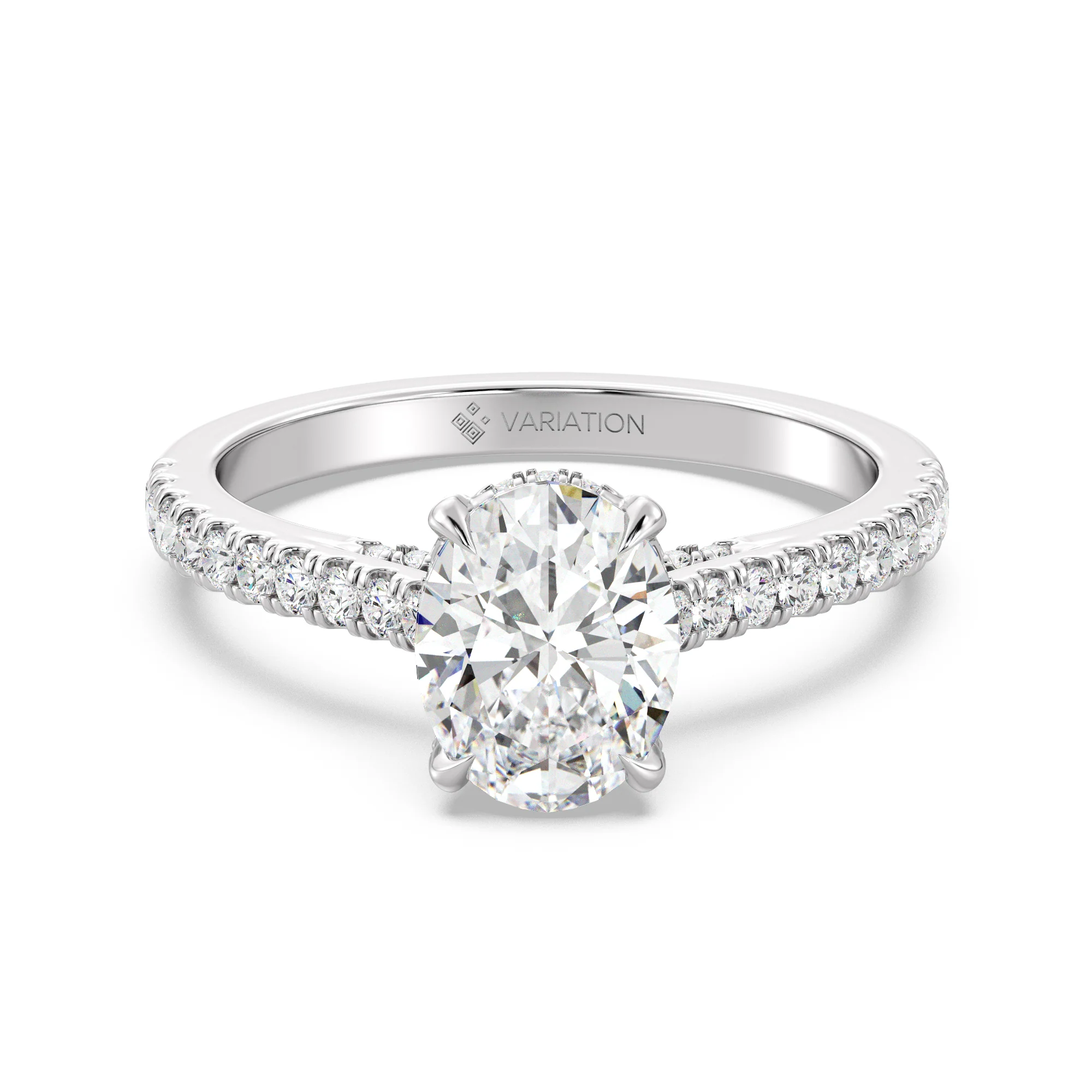 2 Carat Oval Cut Lab Grown Diamond Engagement Ring with Hidden Halo in 18K Gold - Image 11
