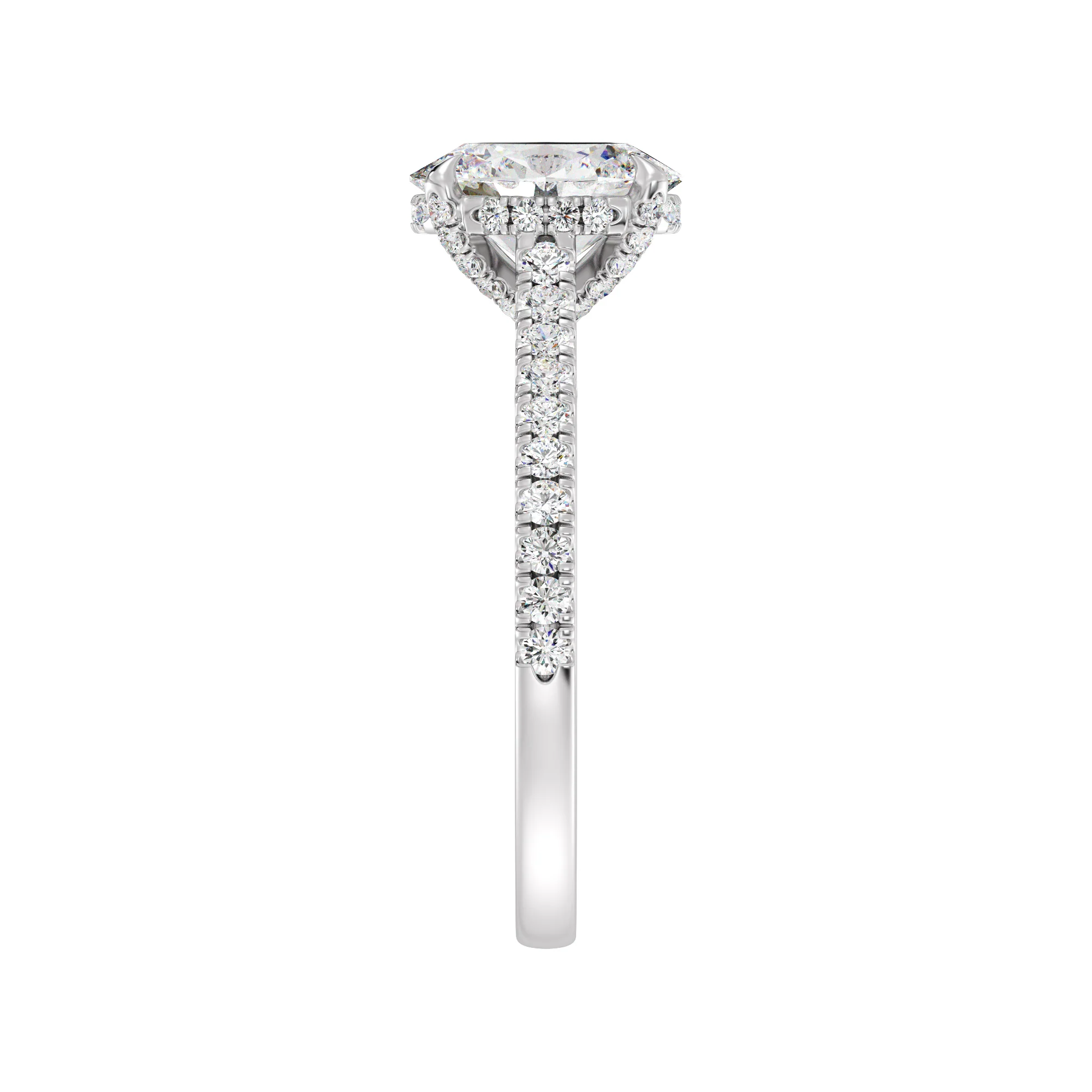 2 Carat Oval Cut Lab Grown Diamond Engagement Ring with Hidden Halo in 18K Gold - Image 13