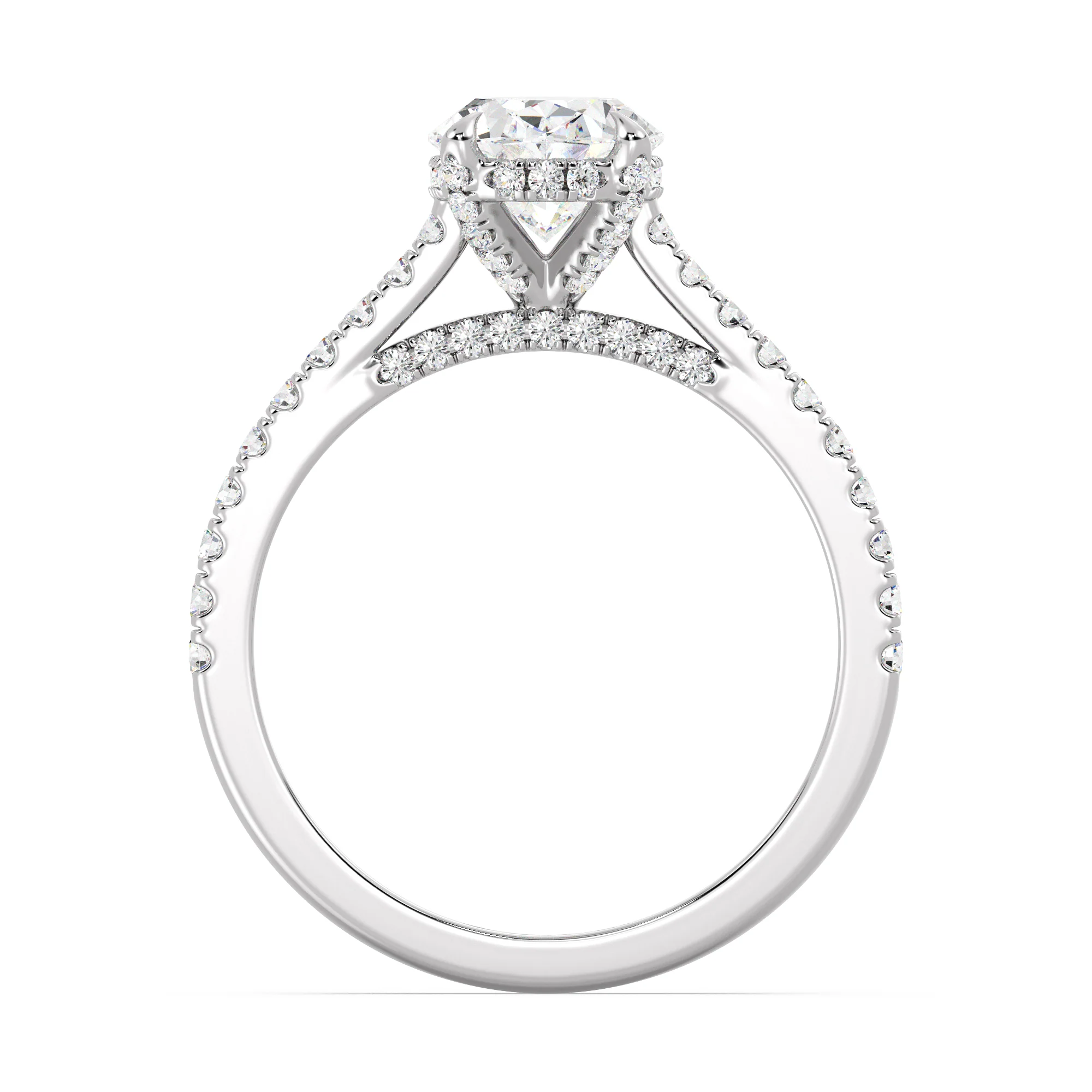 2 Carat Oval Cut Lab Grown Diamond Engagement Ring with Hidden Halo in 18K Gold - Image 15