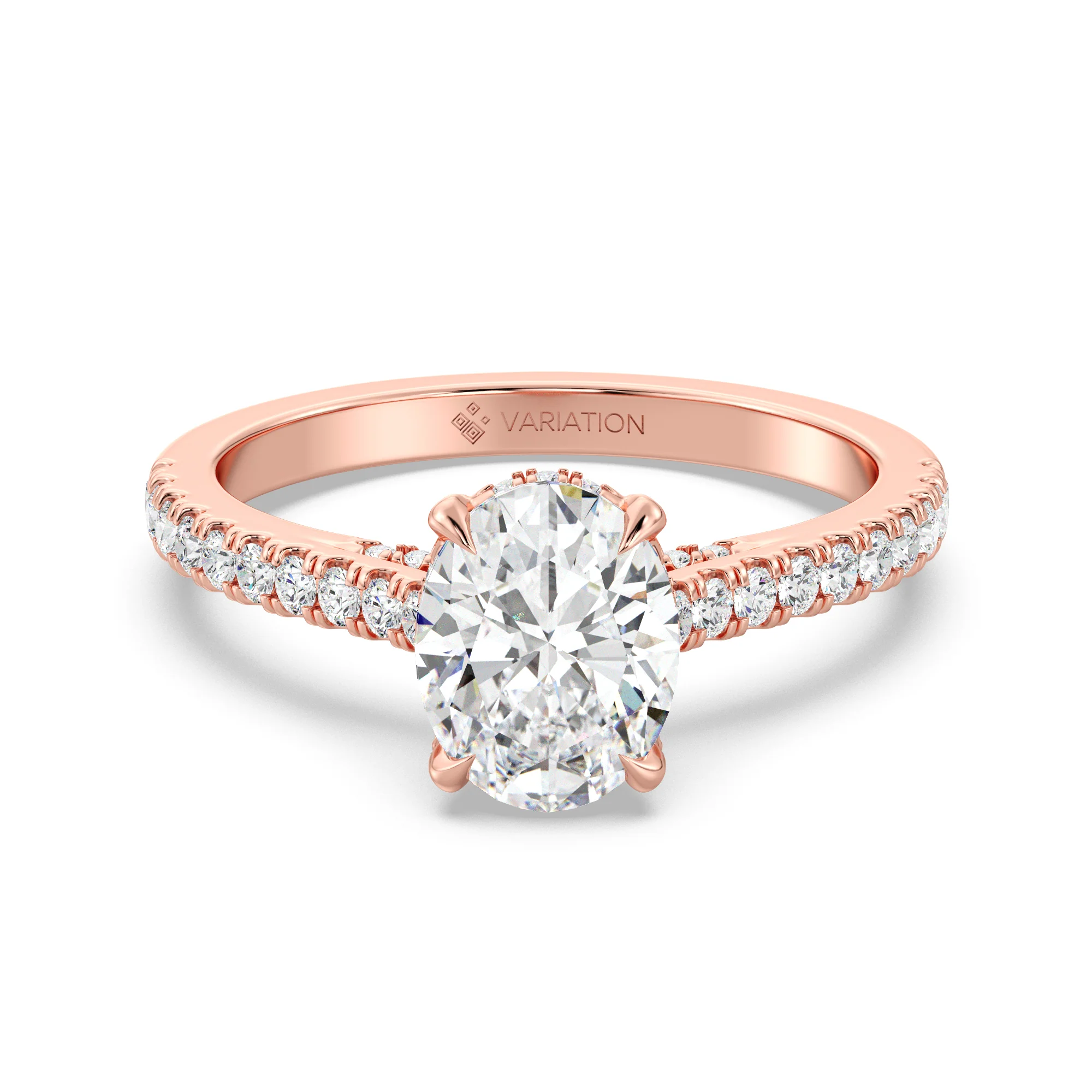 2 Carat Oval Cut Lab Grown Diamond Engagement Ring with Hidden Halo in 18K Gold - Image 6
