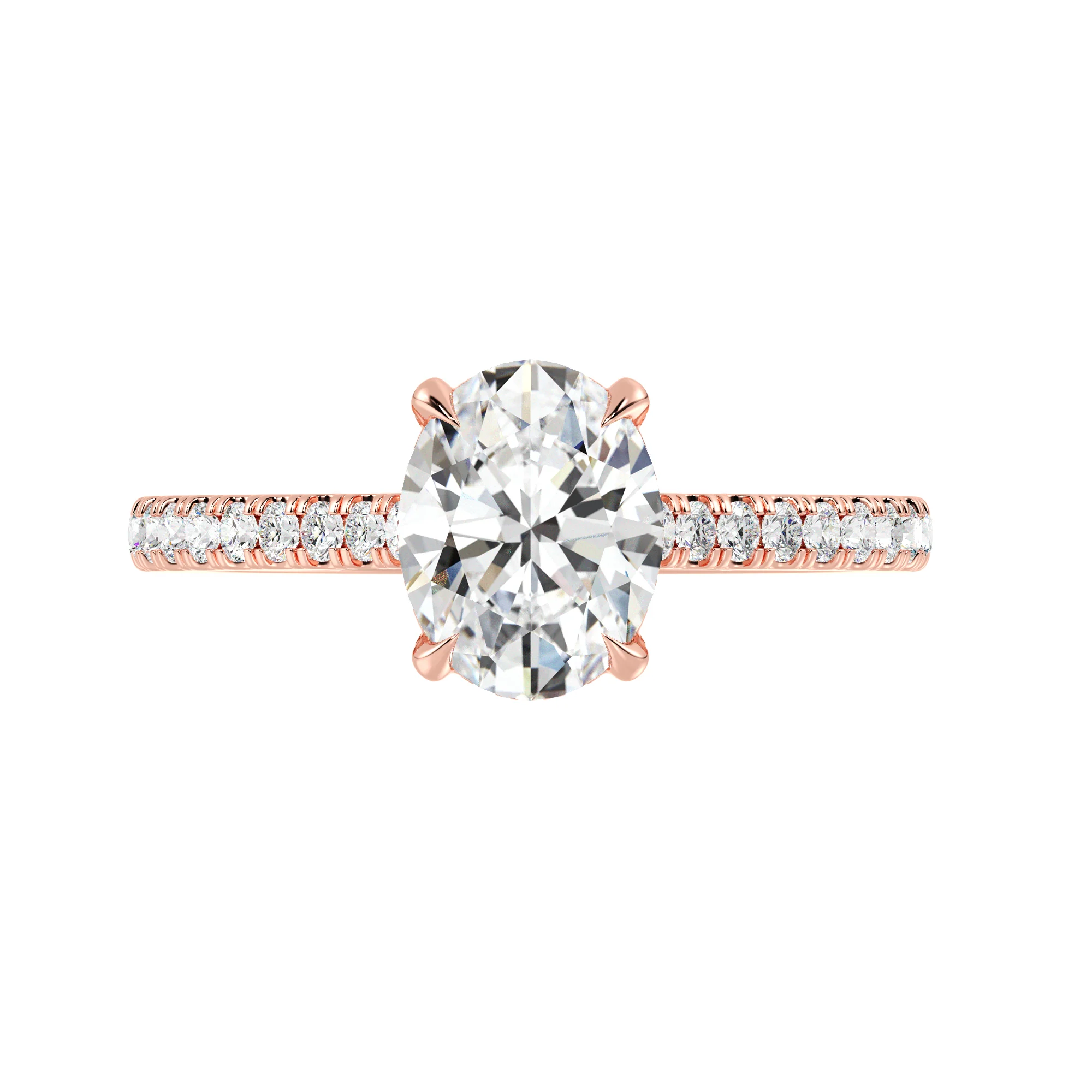 2 Carat Oval Cut Lab Grown Diamond Engagement Ring with Hidden Halo in 18K Gold - Image 8
