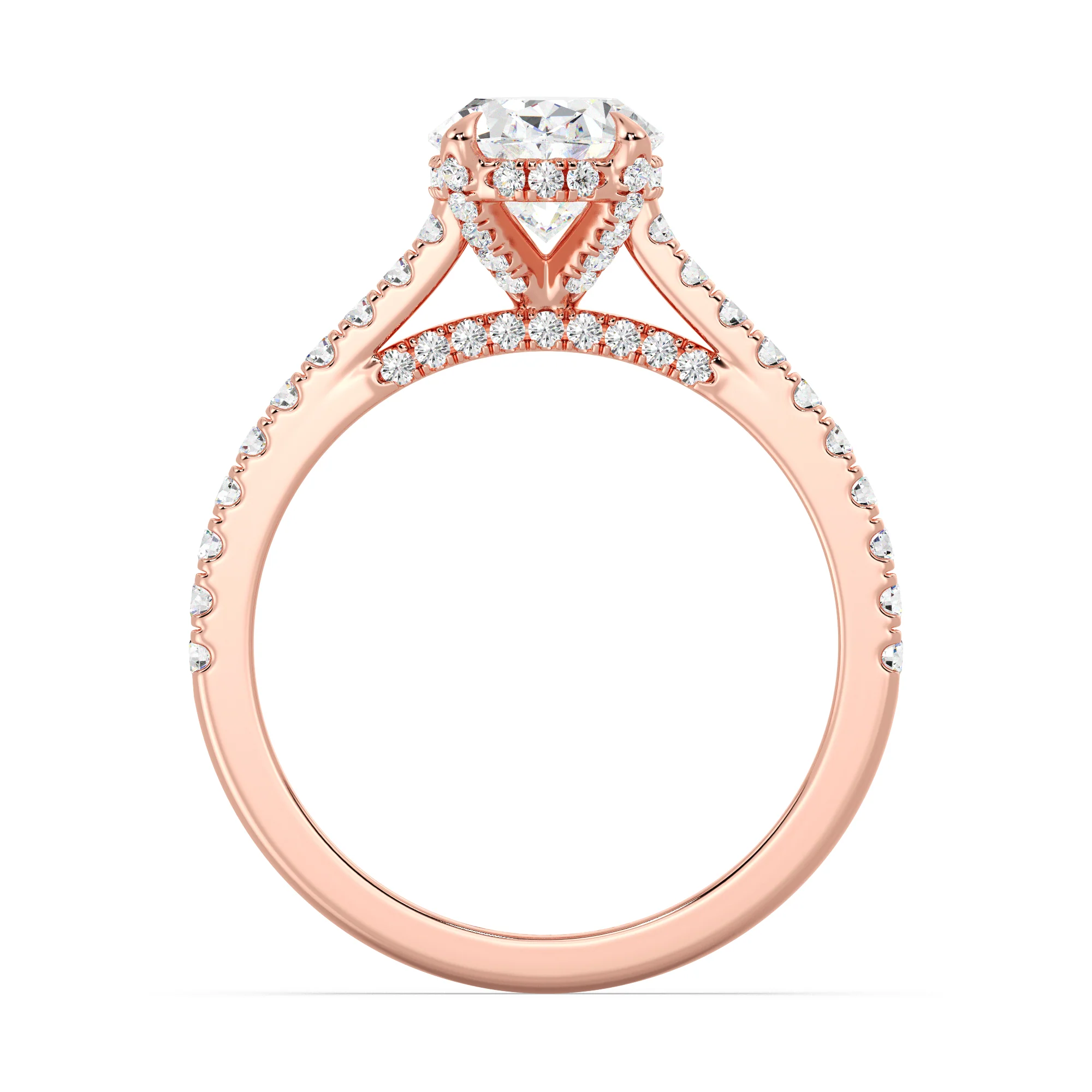 2 Carat Oval Cut Lab Grown Diamond Engagement Ring with Hidden Halo in 18K Gold - Image 9