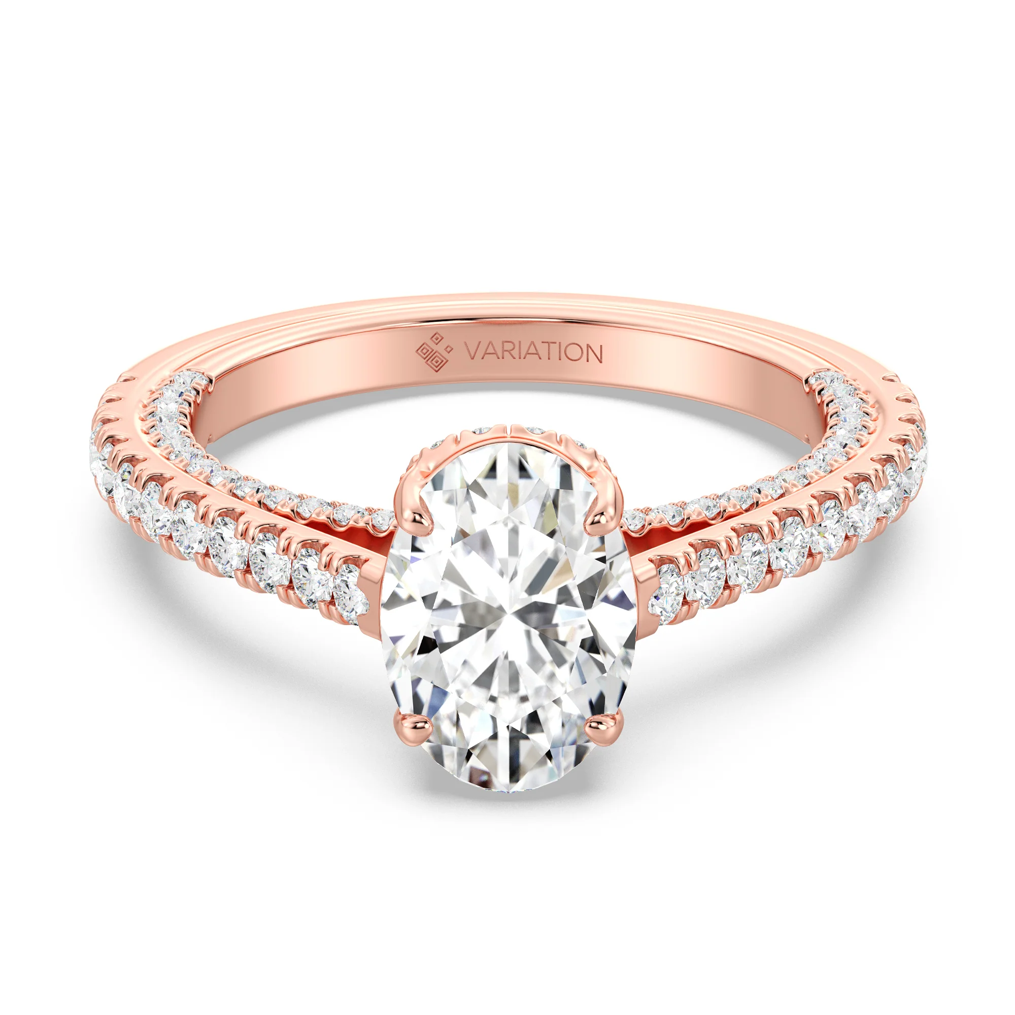 2 Carat Oval Cut Lab Grown Diamond Engagement Ring with Hidden Halo in 18K Gold - Image 6