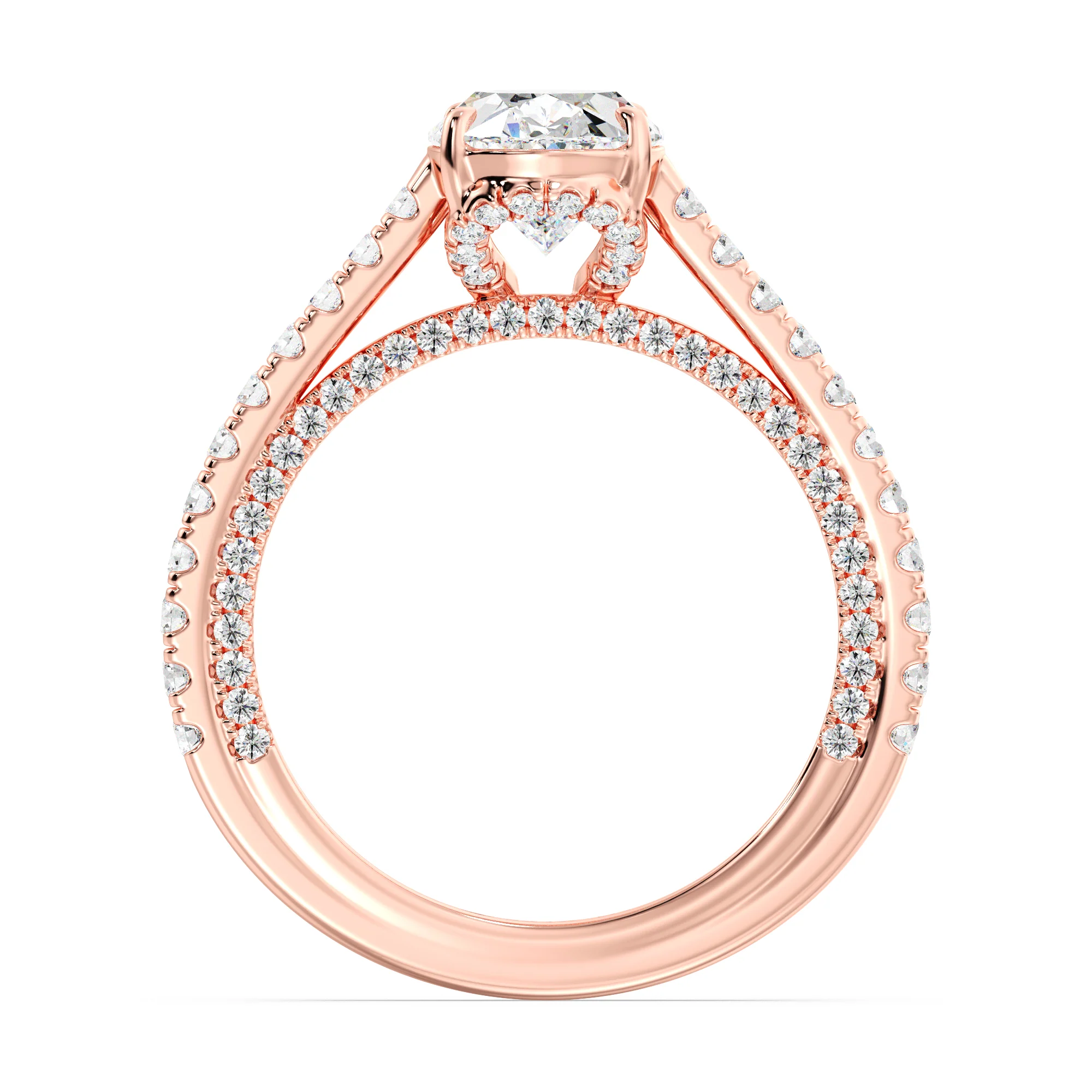 2 Carat Oval Cut Lab Grown Diamond Engagement Ring with Hidden Halo in 18K Gold - Image 8
