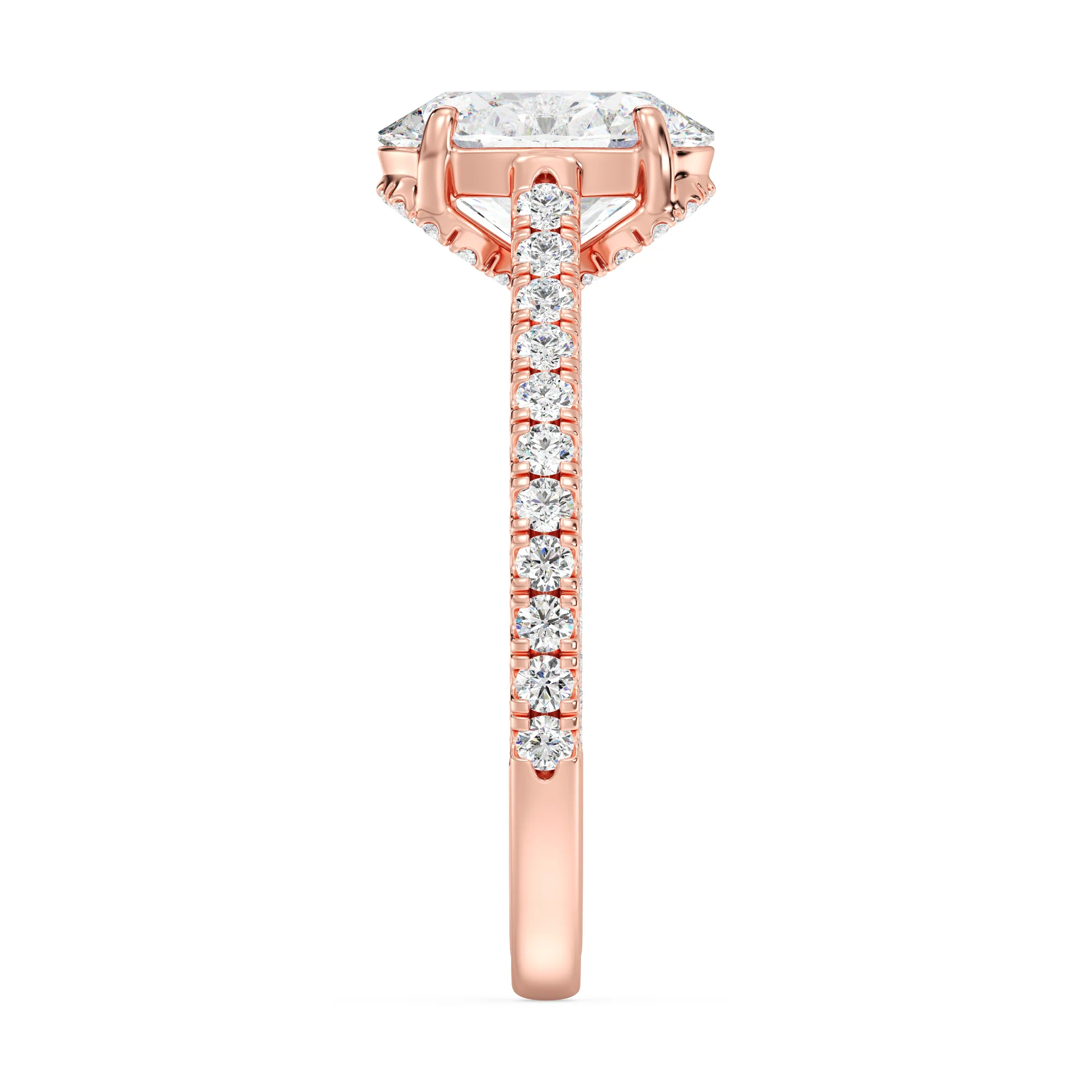 2 Carat Oval Cut Lab Grown Diamond Engagement Ring with Hidden Halo in 18K Gold - Image 9