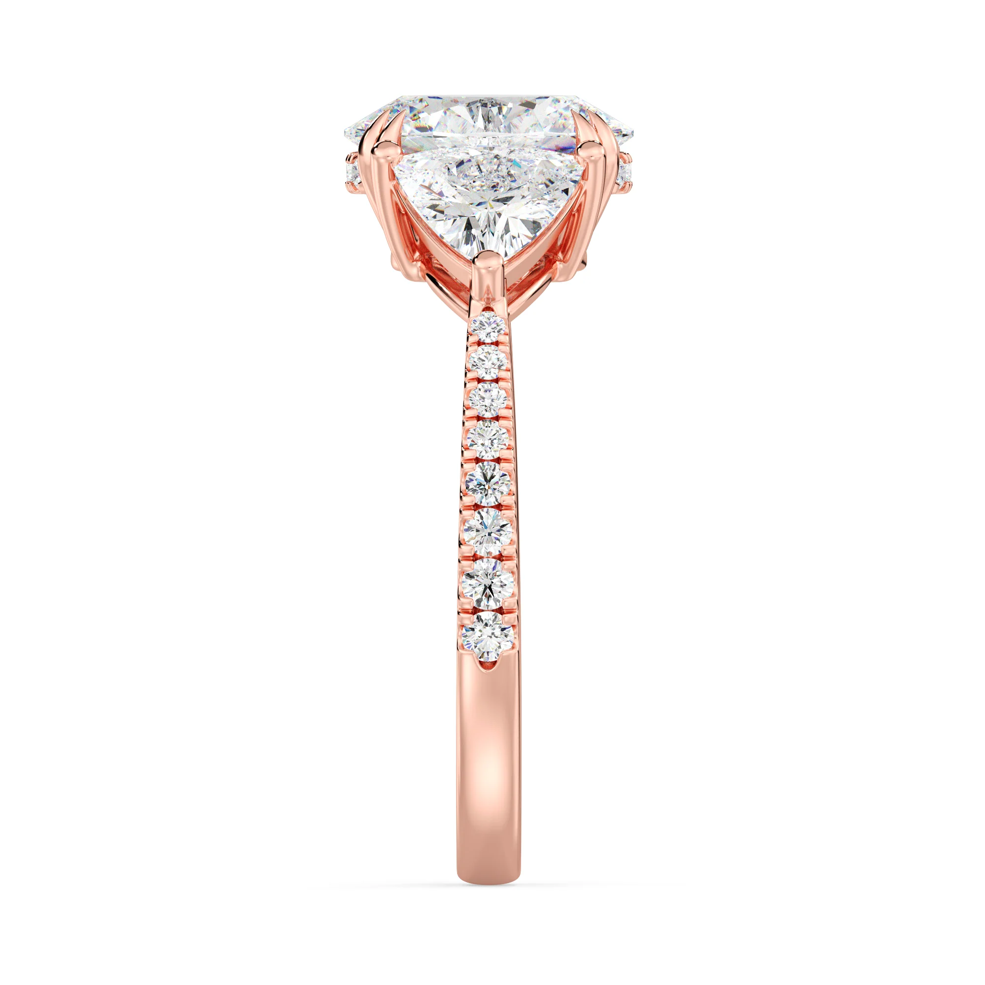 2 Carat Oval Cut Lab Grown Diamond Engagement Ring with Triangle Side Stones in 18K Gold - Image 10