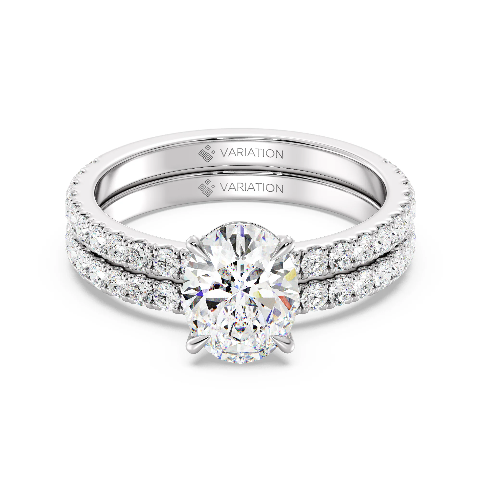 2 Carat Oval Cut Lab Grown Diamond Engagement Ring with Wedding Band Set in 18K Gold - Image 11