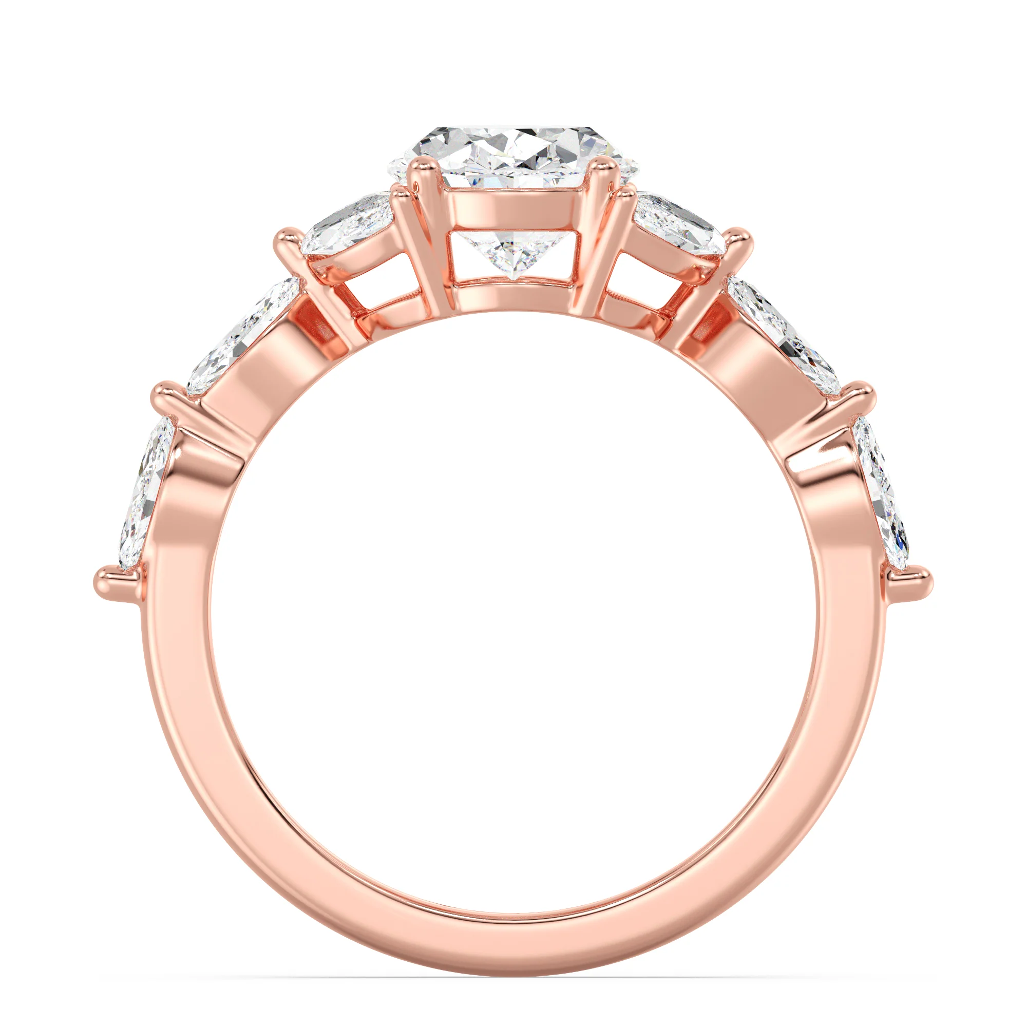 2 Carat Oval Cut Lab Grown Diamond Solitaire Engagement Ring with Marquise Accents in 18K Gold - Image 10