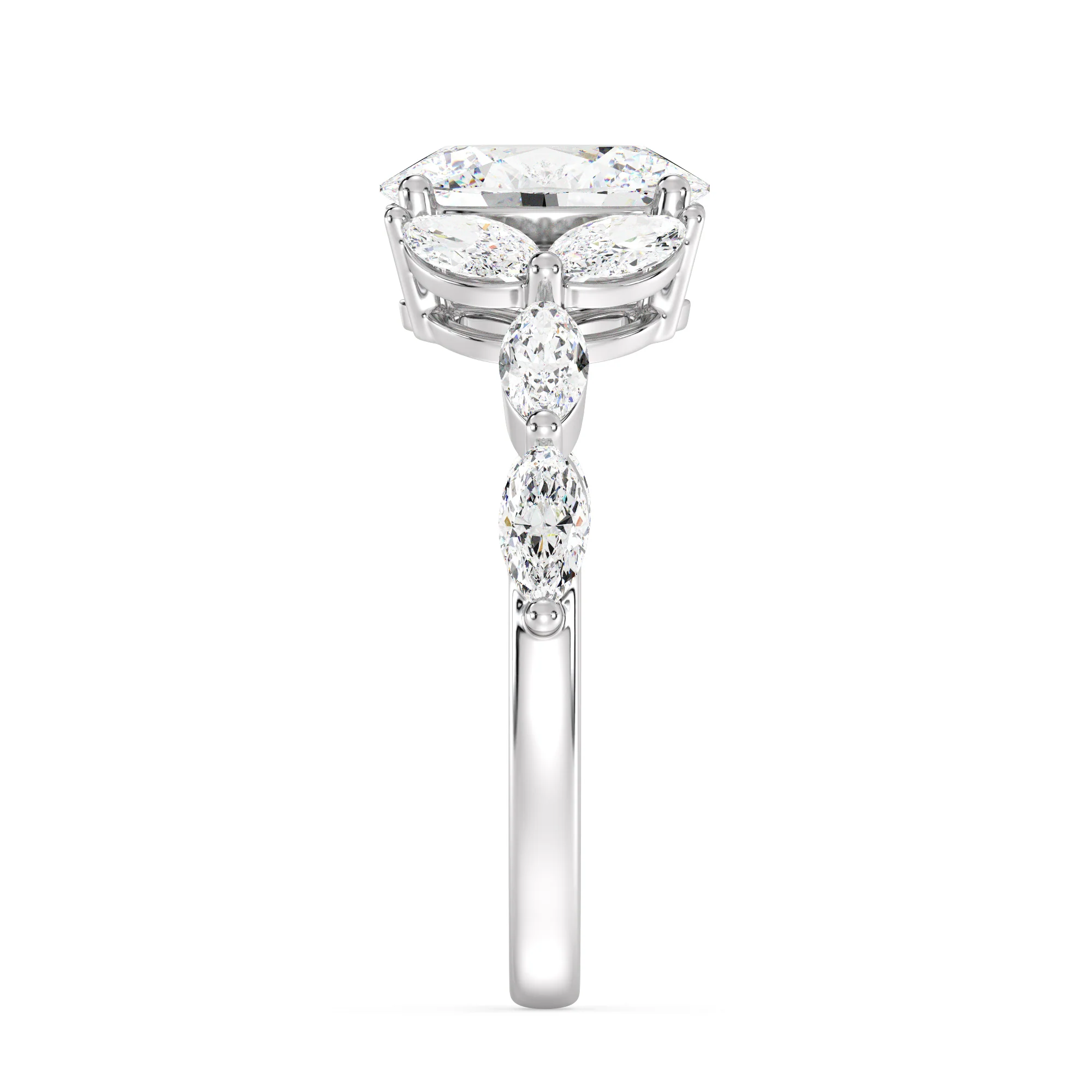 2 Carat Oval Cut Lab Grown Diamond Solitaire Engagement Ring with Marquise Accents in 18K Gold - Image 14