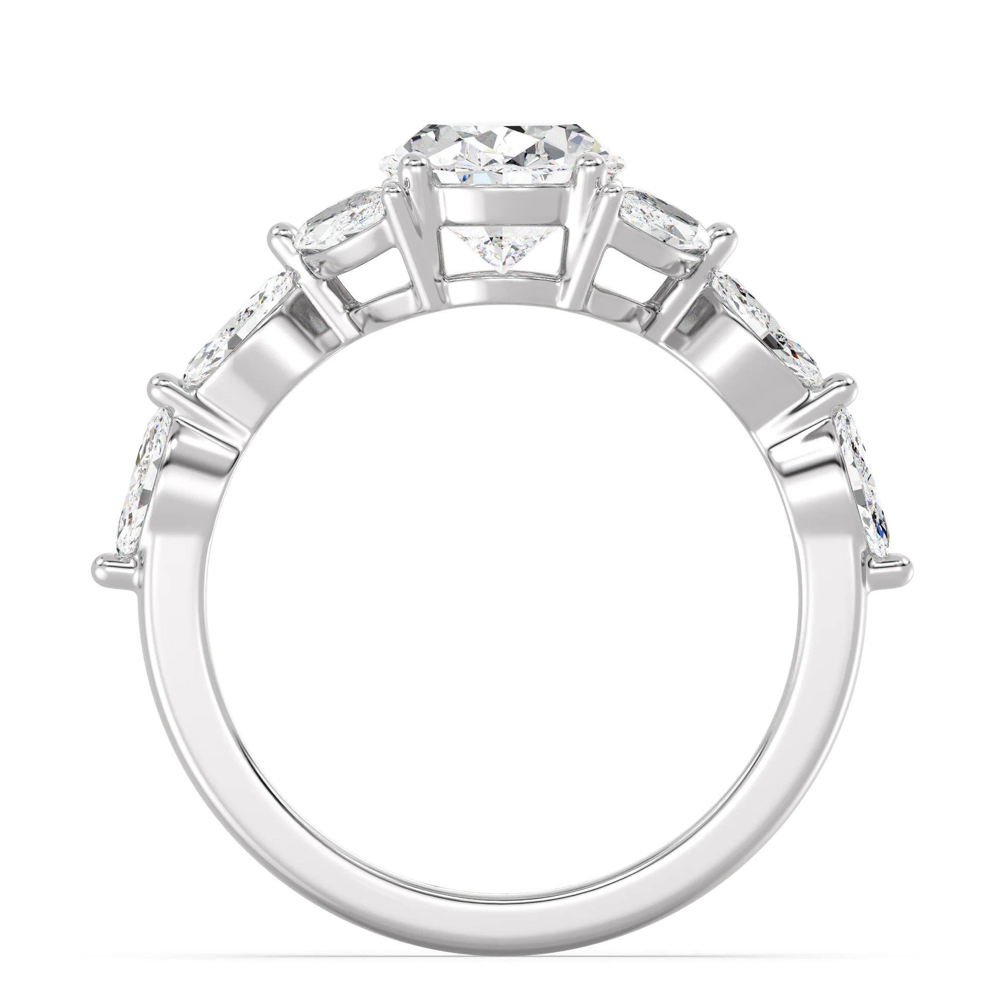 2 Carat Oval Cut Lab Grown Diamond Solitaire Engagement Ring with Marquise Accents in 18K Gold - Image 15