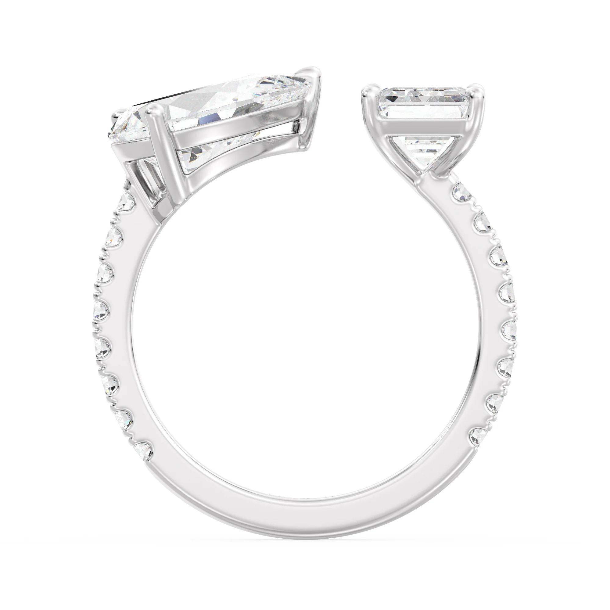 2 Carat Pear and Emerald Cut Lab Grown Diamond Toi et Moi Ring in 18K Gold - Image 14
