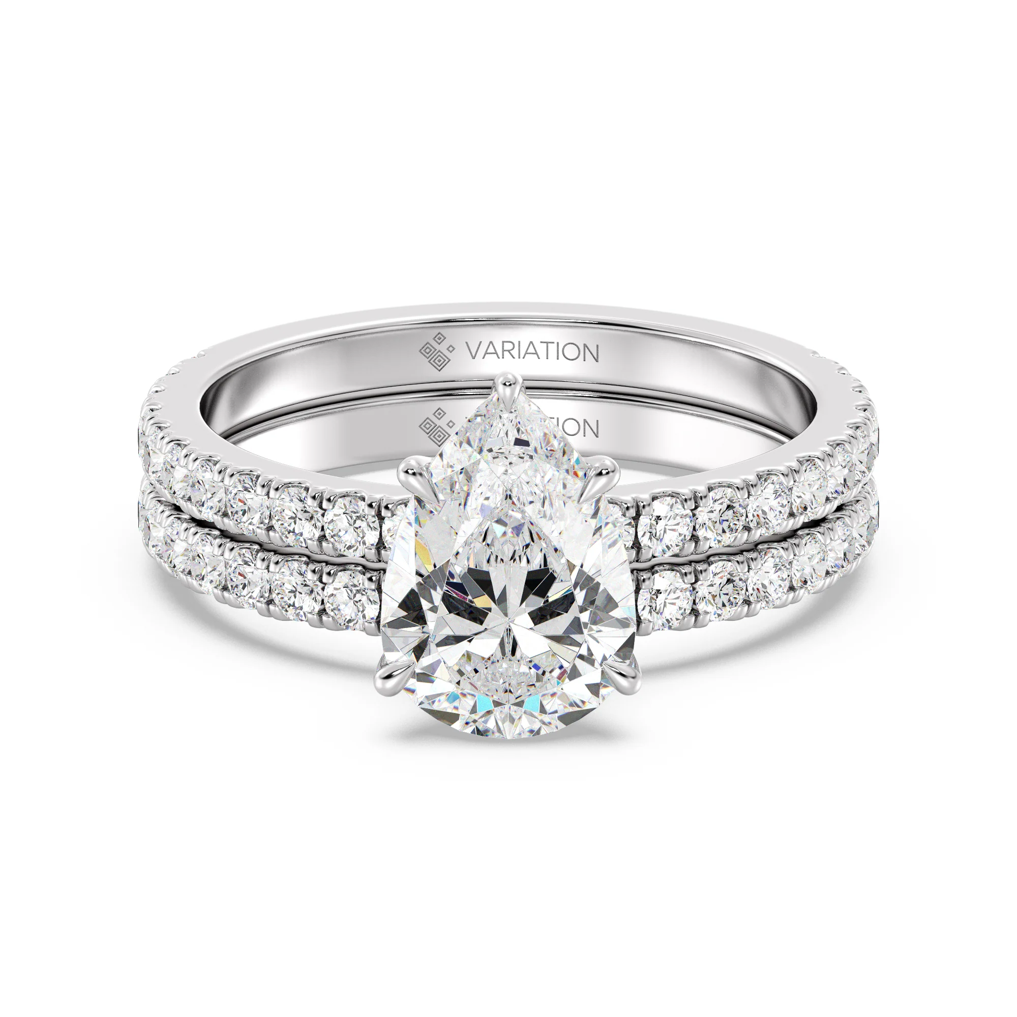 2 Carat Pear Cut Lab Grown Diamond Engagement Ring with Wedding Band Set in 18K Gold - Image 11