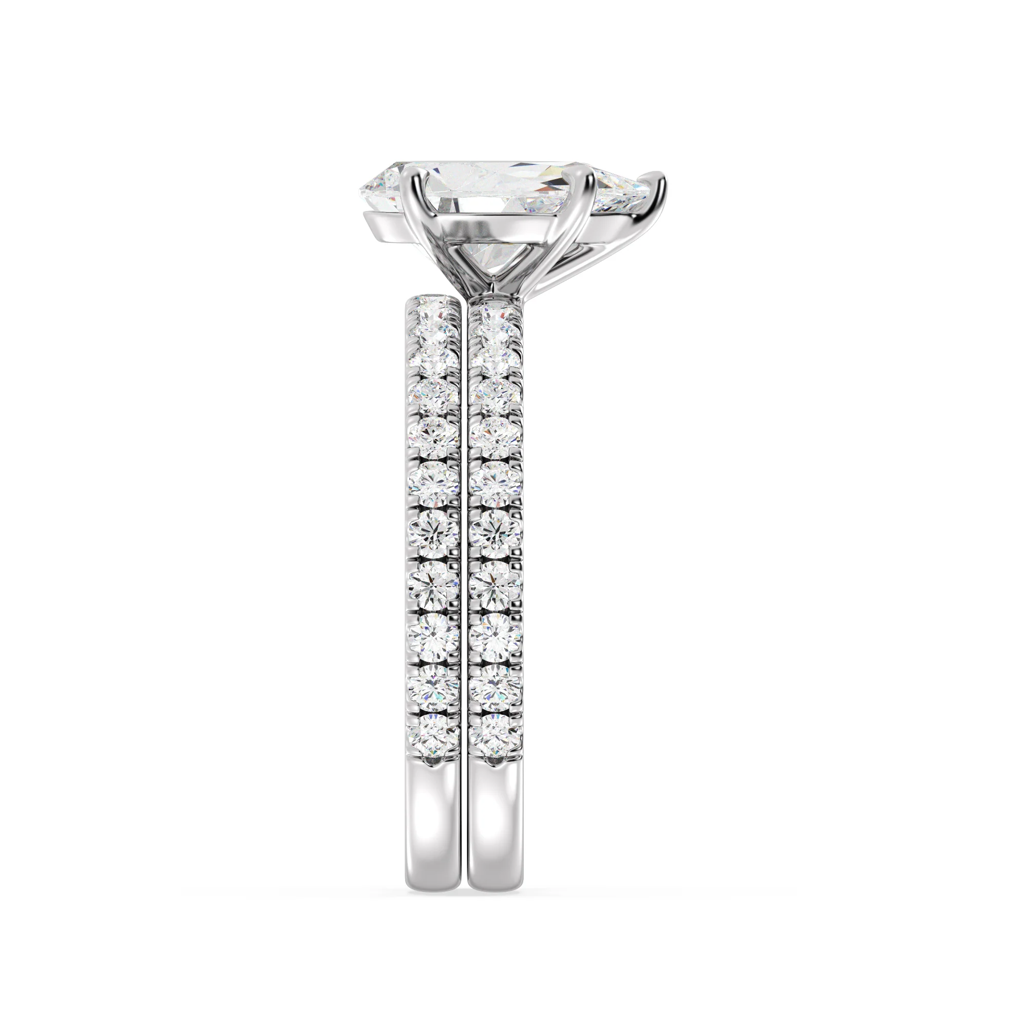 2 Carat Pear Cut Lab Grown Diamond Engagement Ring with Wedding Band Set in 18K Gold - Image 13