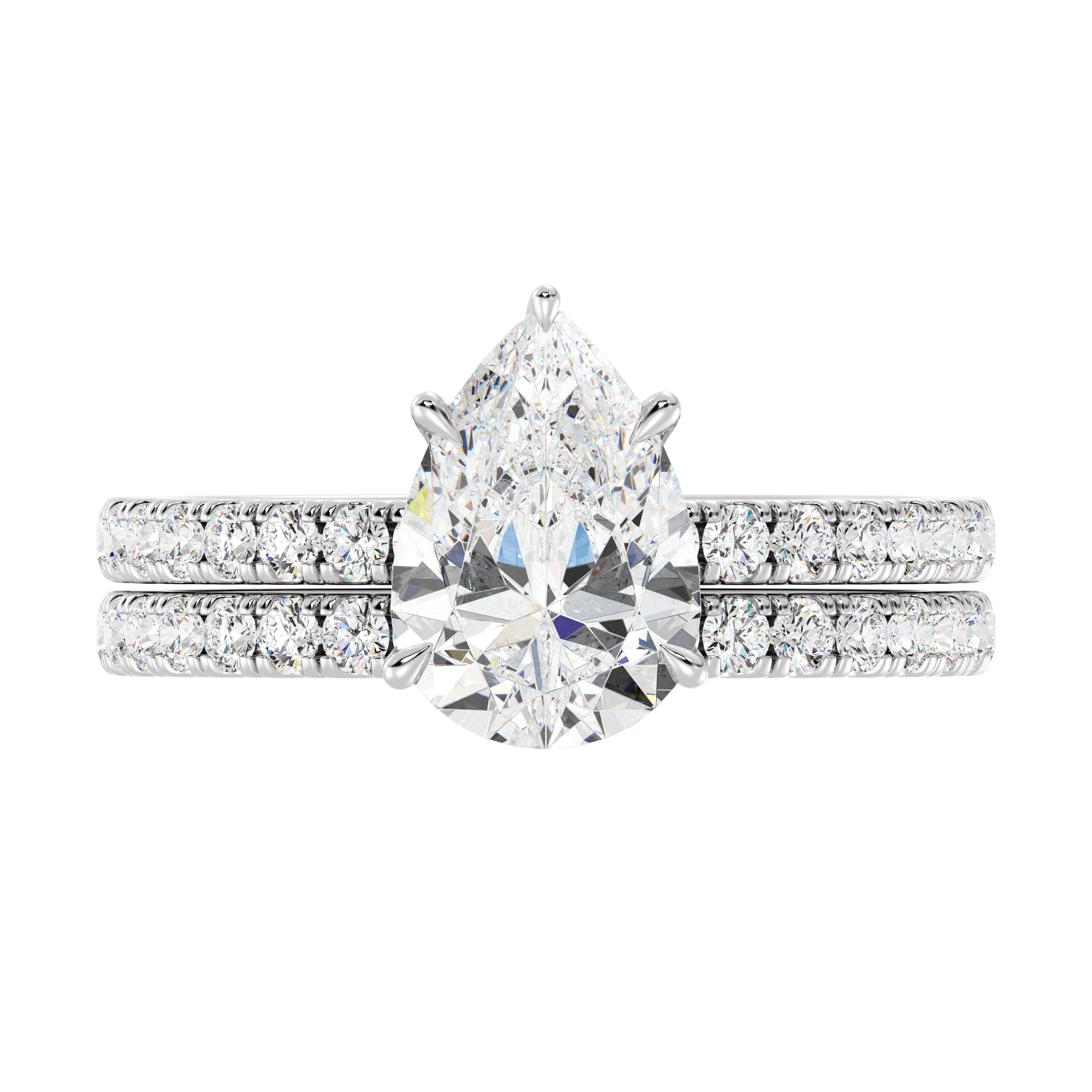 2 Carat Pear Cut Lab Grown Diamond Engagement Ring with Wedding Band Set in 18K Gold - Image 14