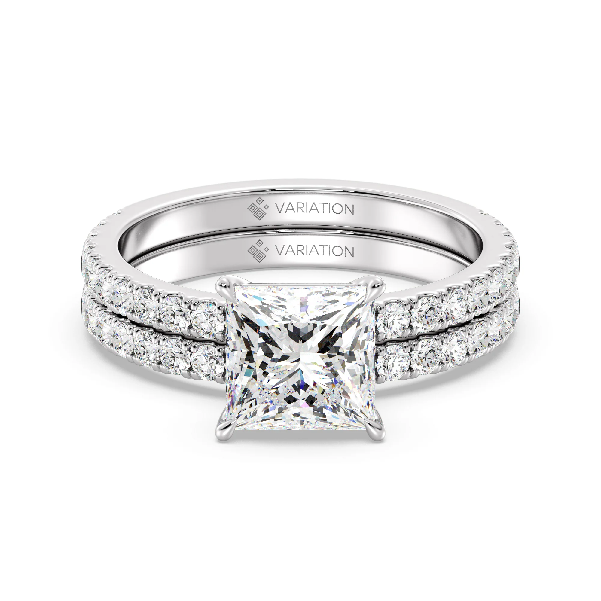 2 Carat Princess Cut Lab Grown Diamond Engagement Ring with Wedding Band Set in 18K Gold - Image 11