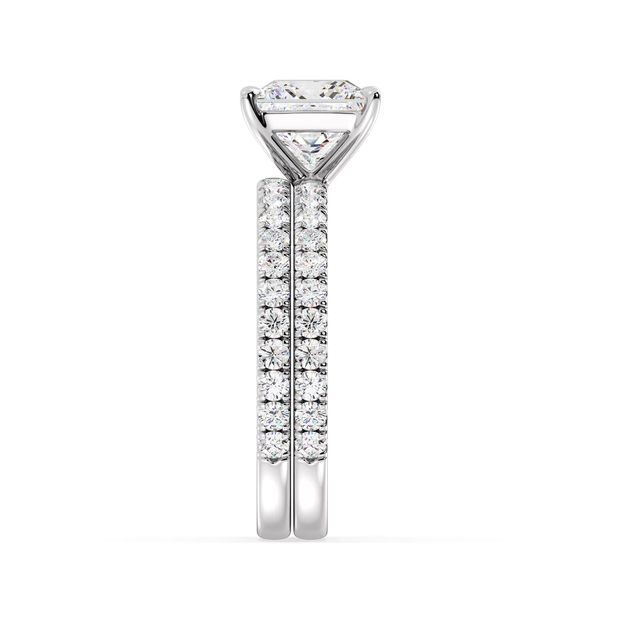 2 Carat Princess Cut Lab Grown Diamond Engagement Ring with Wedding Band Set in 18K Gold - Image 15