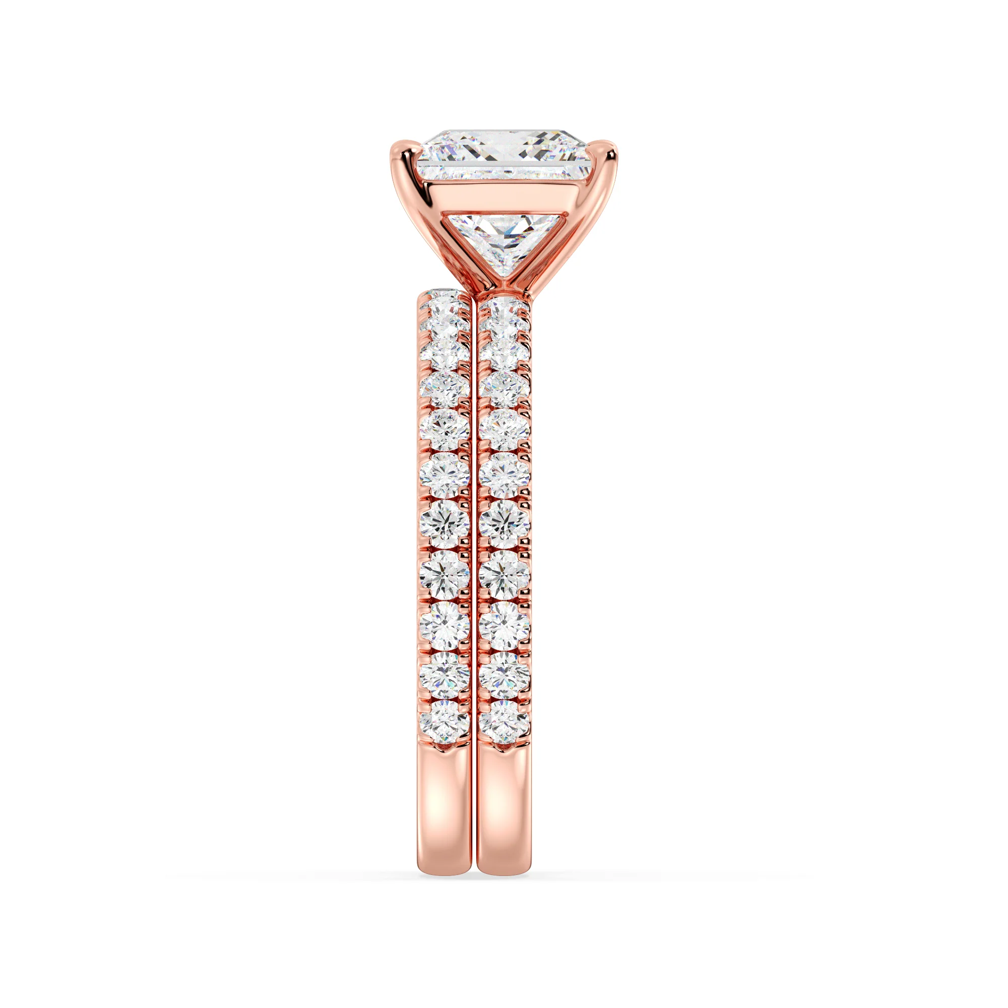 2 Carat Princess Cut Lab Grown Diamond Engagement Ring with Wedding Band Set in 18K Gold - Image 8