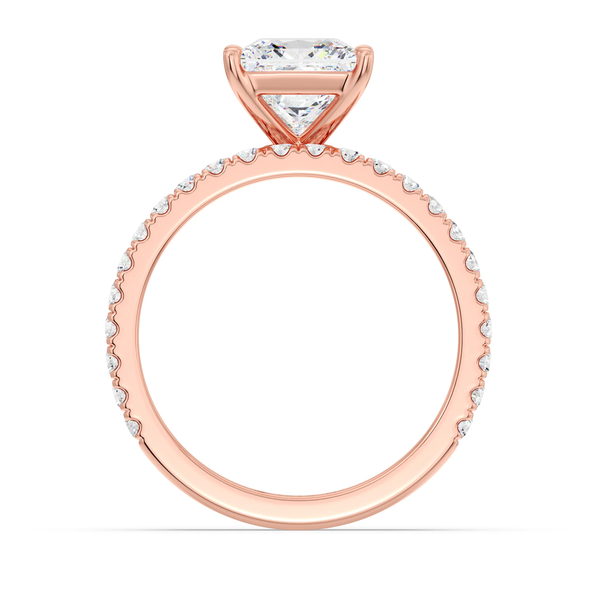 2 Carat Princess Cut Lab Grown Diamond Engagement Ring with Wedding Band Set in 18K Gold - Image 9