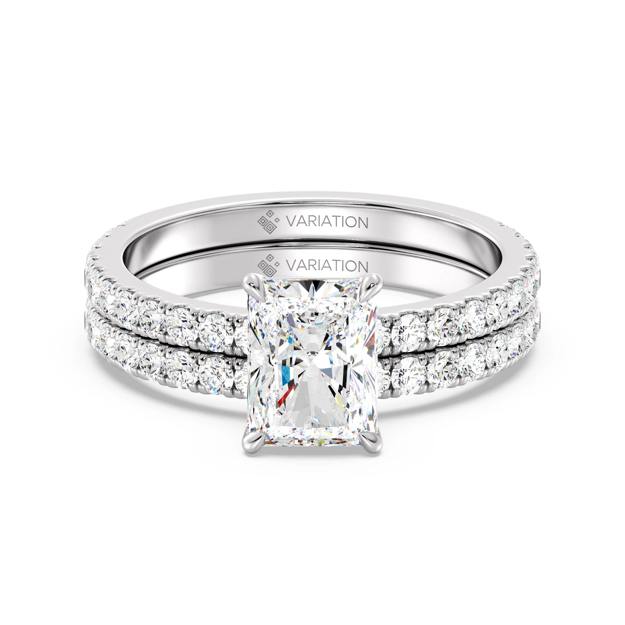 2 Carat Radiant Cut Lab Grown Diamond Engagement Ring with Wedding Band Set in 18K Gold - Image 11
