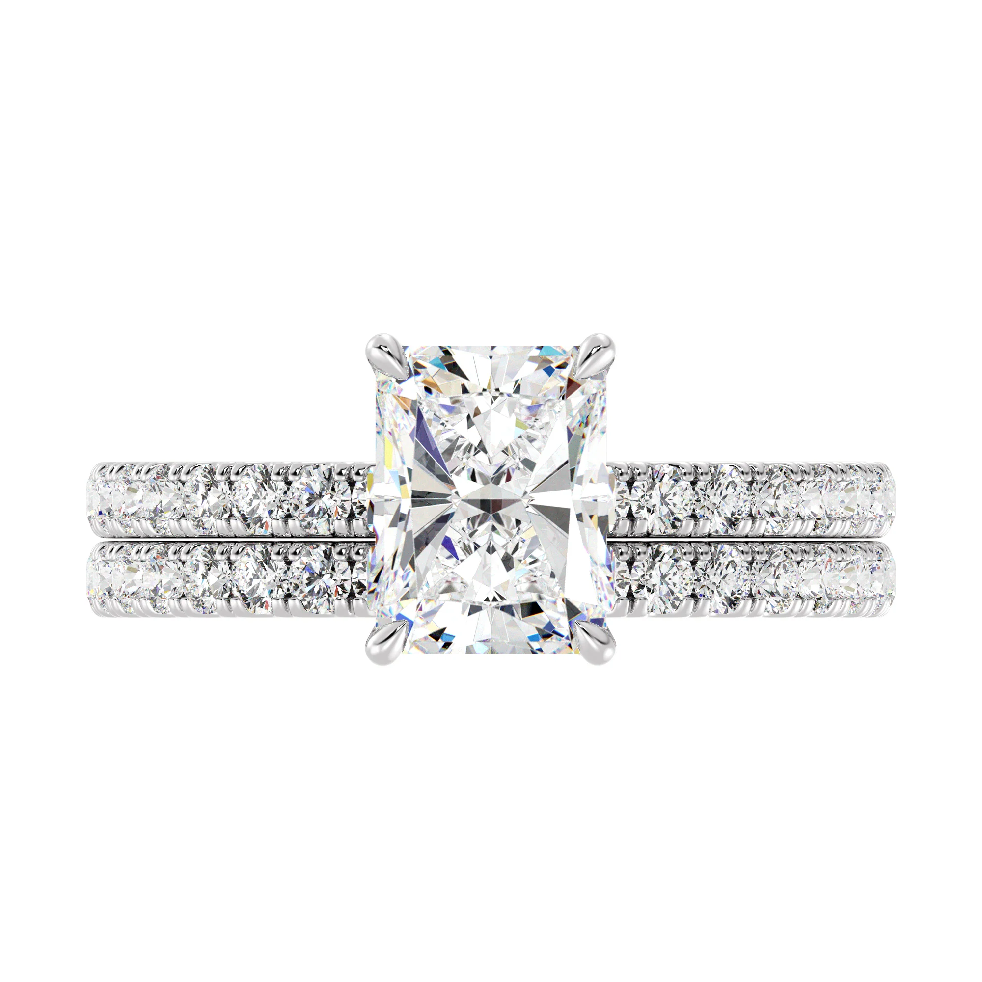 2 Carat Radiant Cut Lab Grown Diamond Engagement Ring with Wedding Band Set in 18K Gold - Image 13